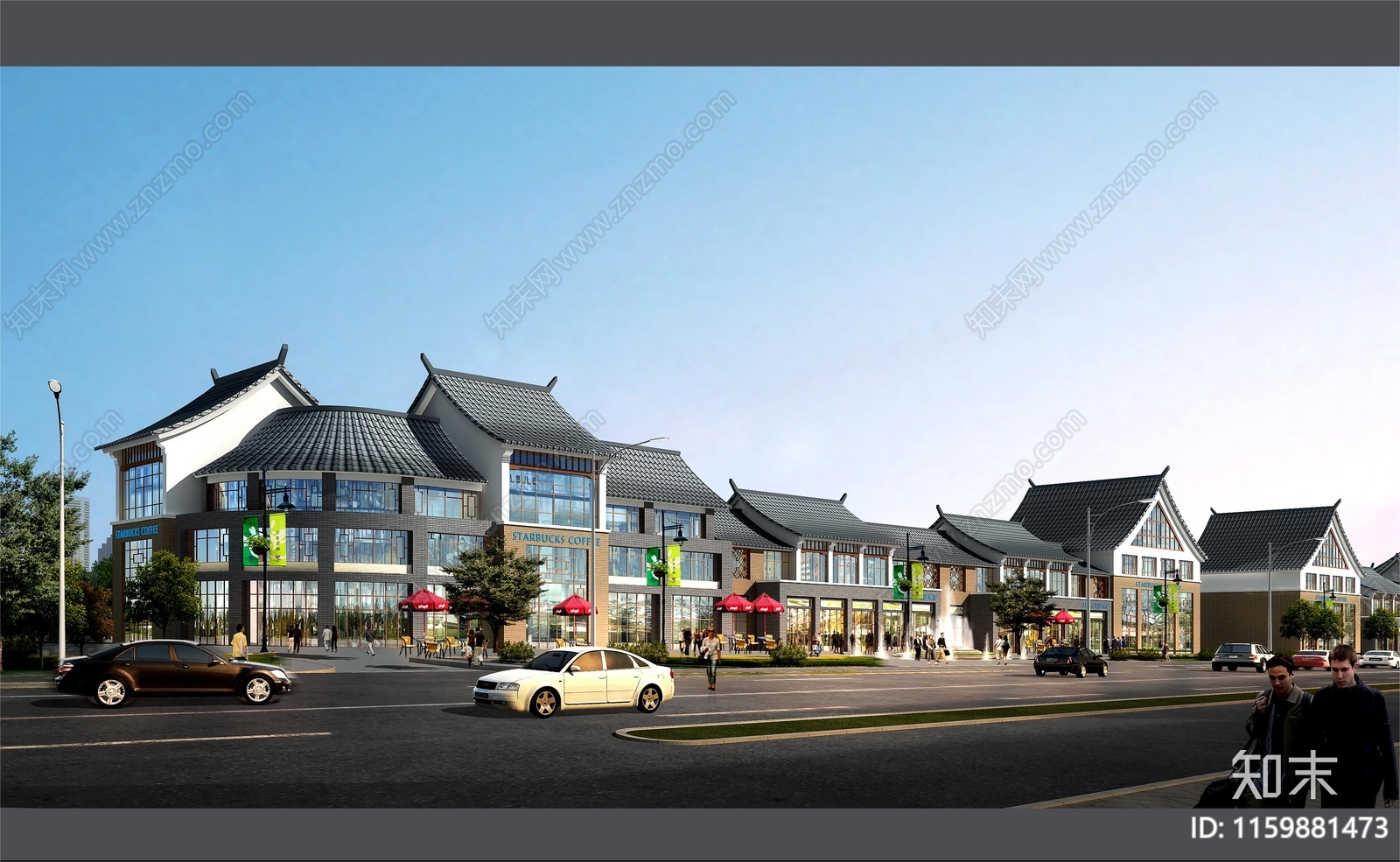 中式沿街商业建筑图纸cad施工图下载【ID:1159881473】