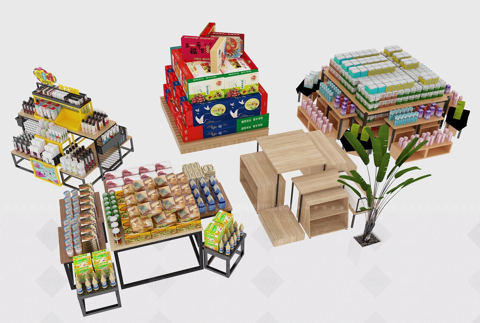 超市情景堆3D模型下载【ID:1159888195】