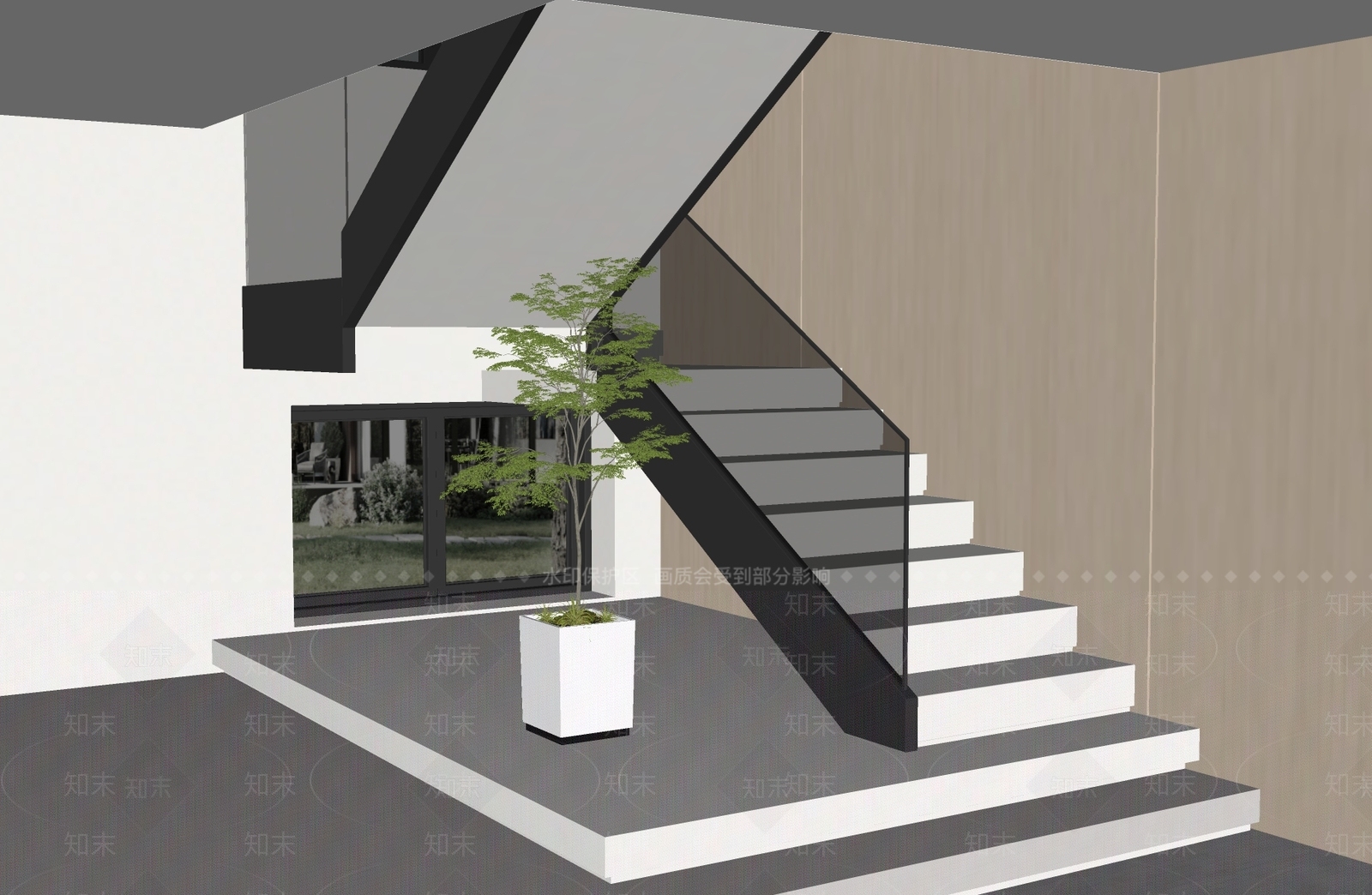 现代楼梯SU模型下载【ID:1159888236】