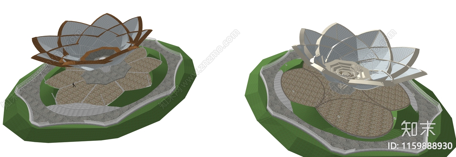 花瓣景观雕塑SU模型下载【ID:1159888930】