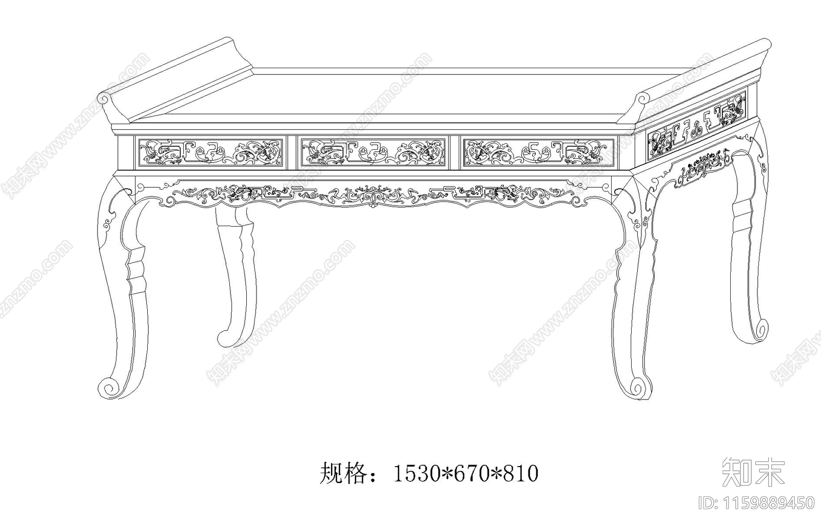 玄关桌cad施工图下载【ID:1159889450】