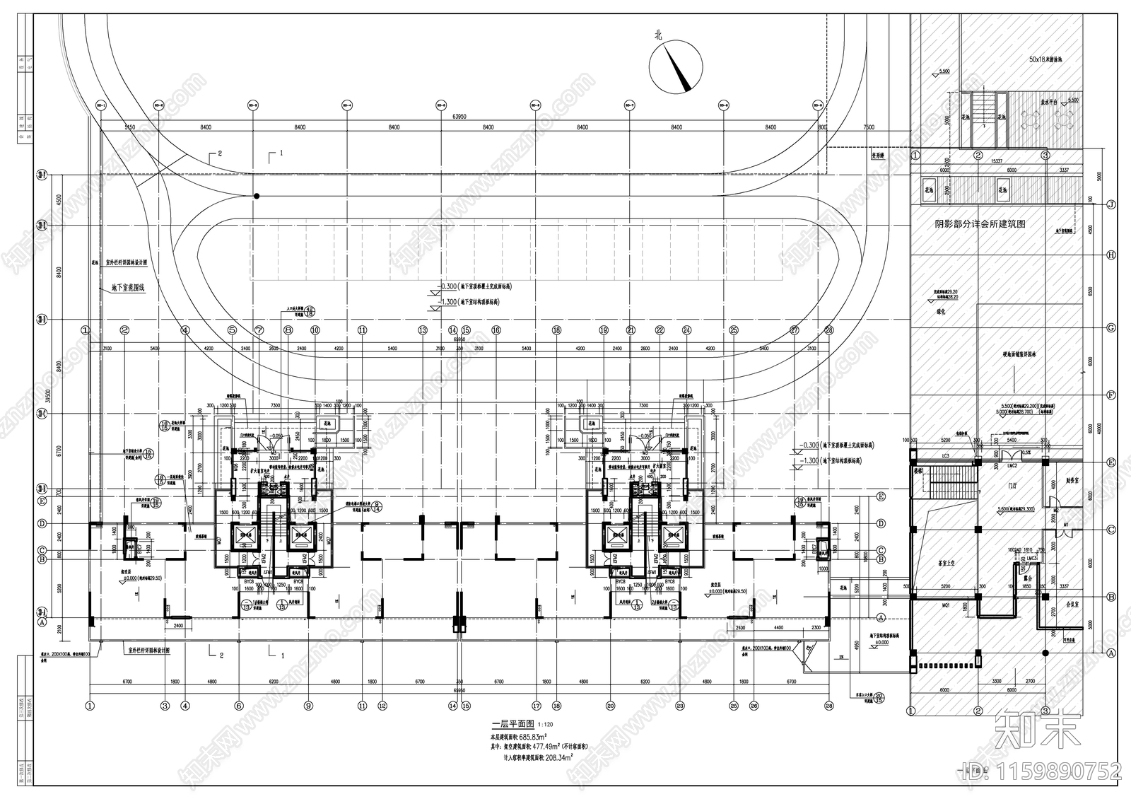 高层住宅楼建cad施工图下载【ID:1159890752】