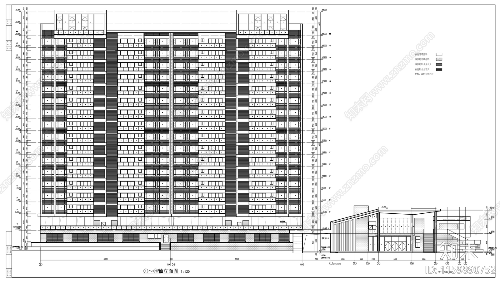 高层住宅楼建cad施工图下载【ID:1159890752】