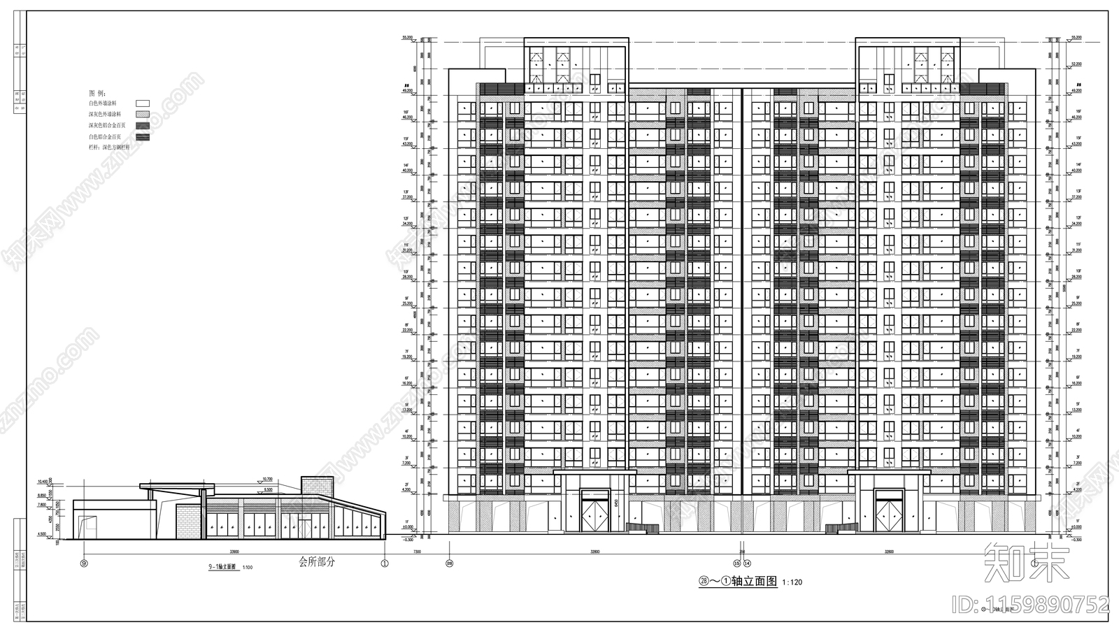 高层住宅楼建cad施工图下载【ID:1159890752】