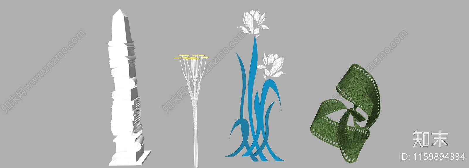 现代特色景观柱SU模型下载【ID:1159894334】