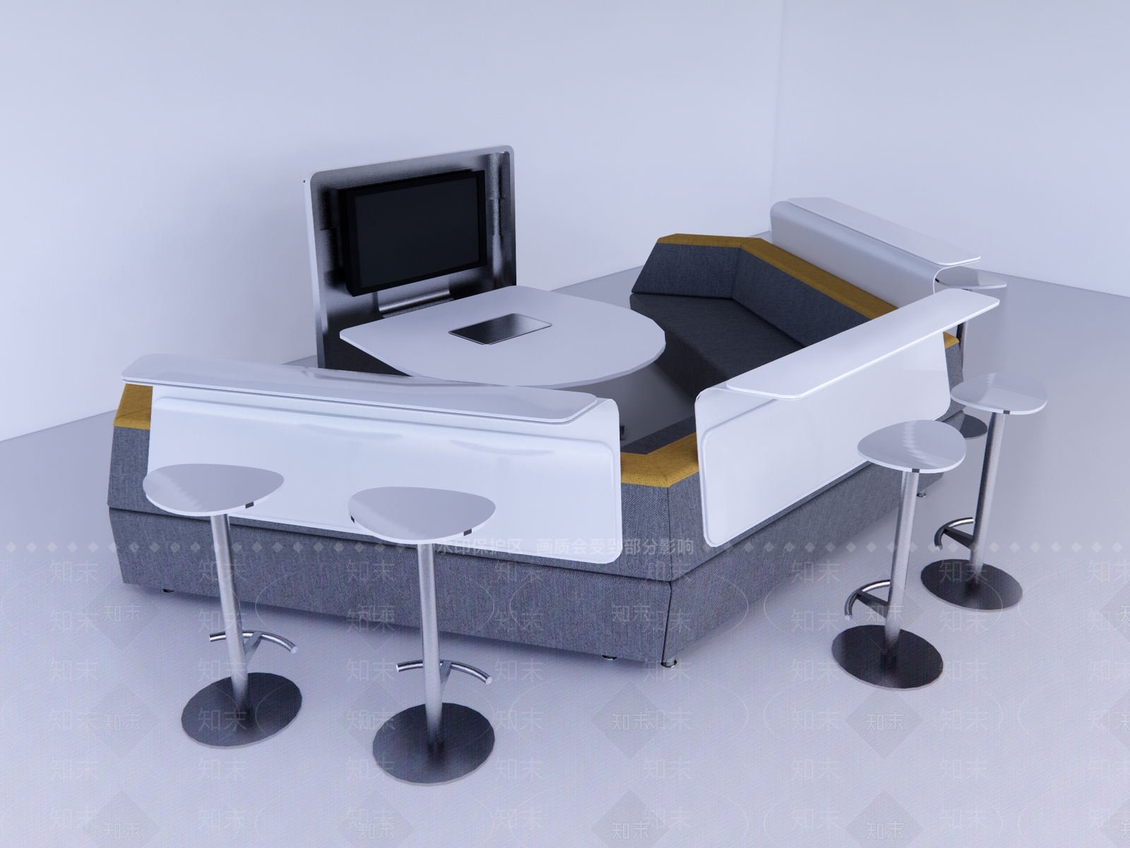Steelcase现代休闲区桌椅SU模型下载【ID:1159894582】