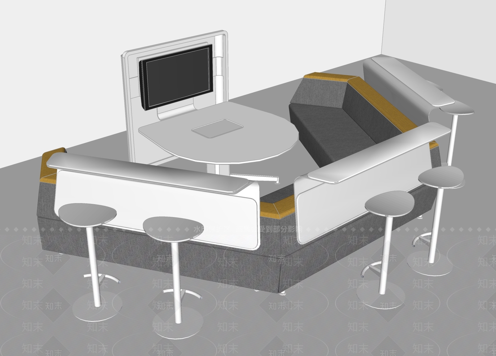 Steelcase现代休闲区桌椅SU模型下载【ID:1159894582】