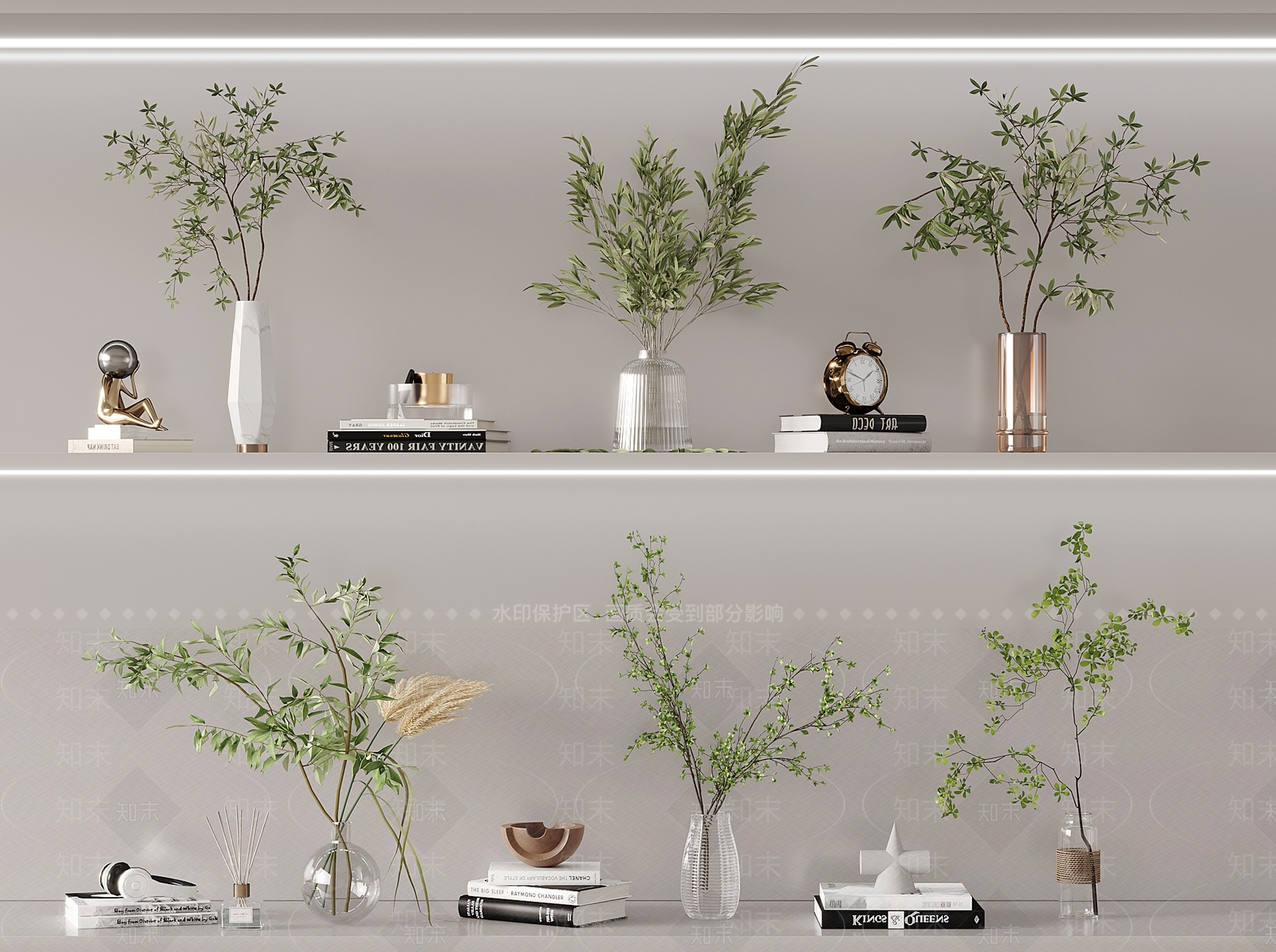 现代花瓶花卉3D模型下载【ID:1159894496】