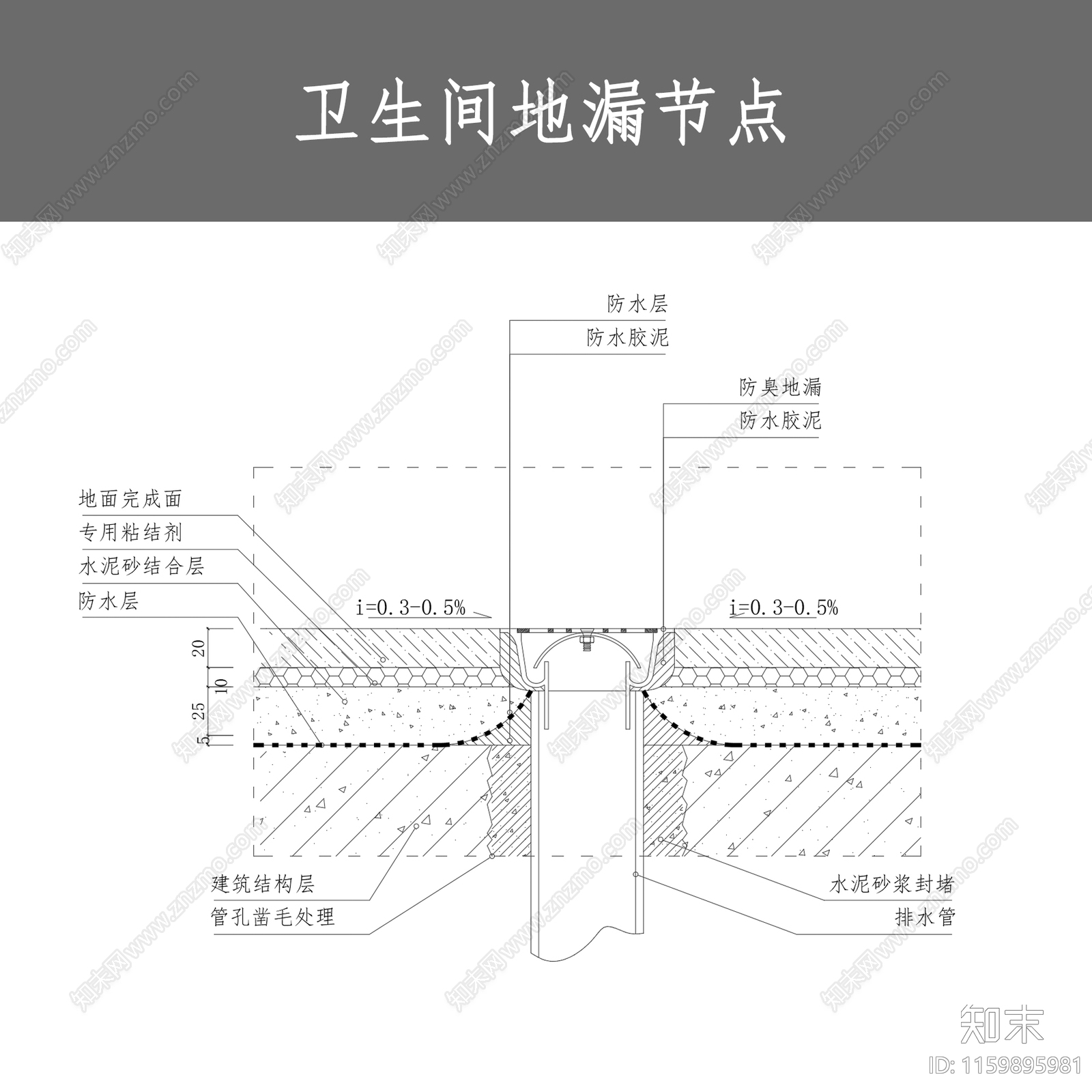 卫生间地漏节点施工图下载【ID:1159895981】