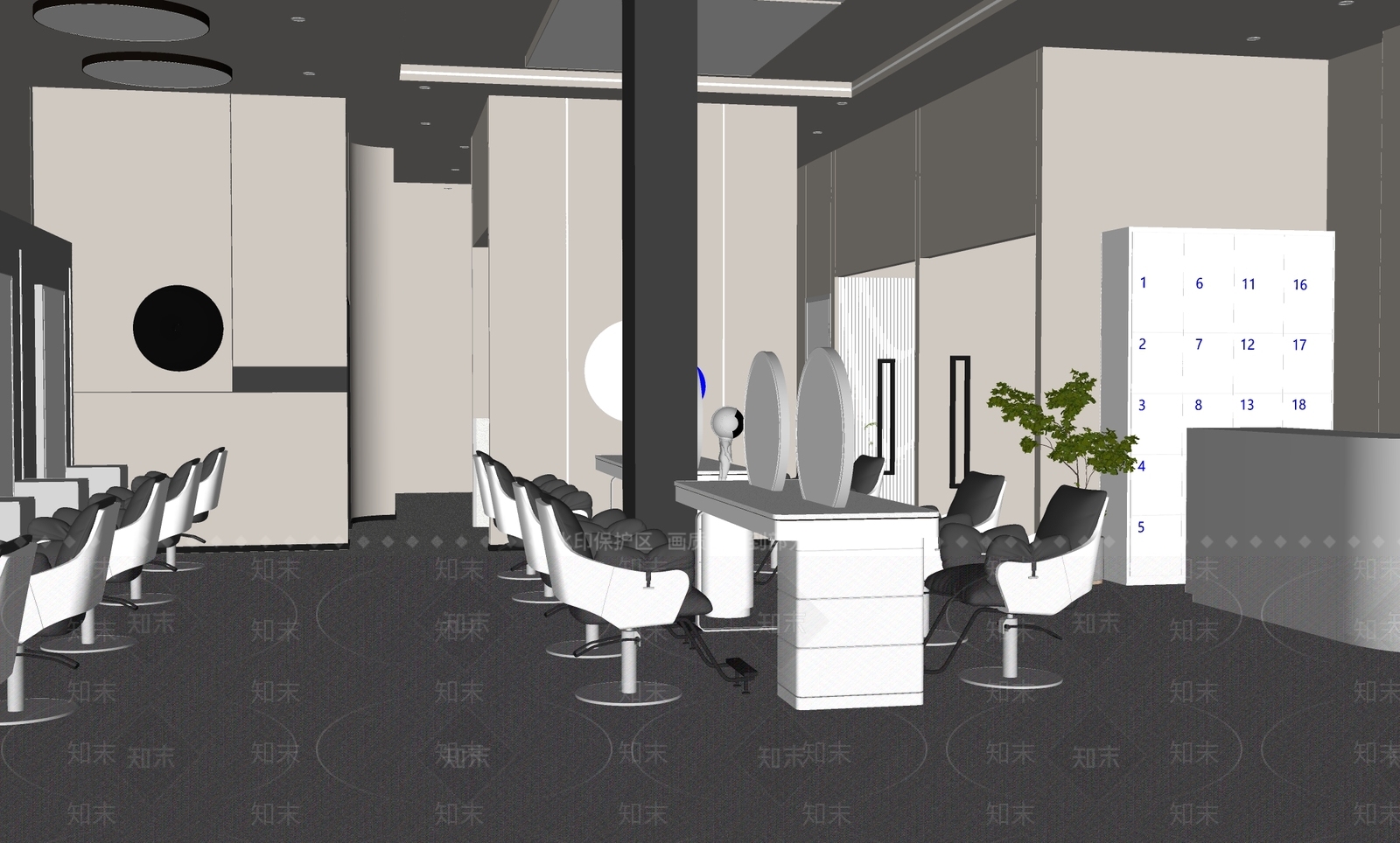 现代美发店SU模型下载【ID:1159898748】