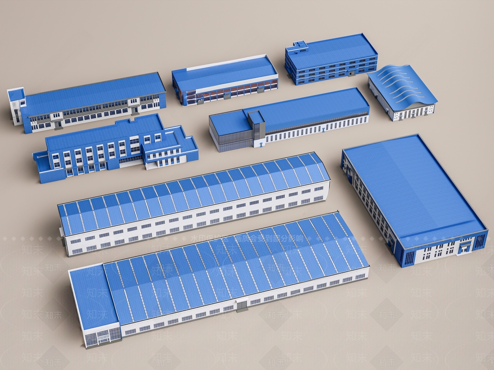 现代工业厂房3D模型下载【ID:1159897866】