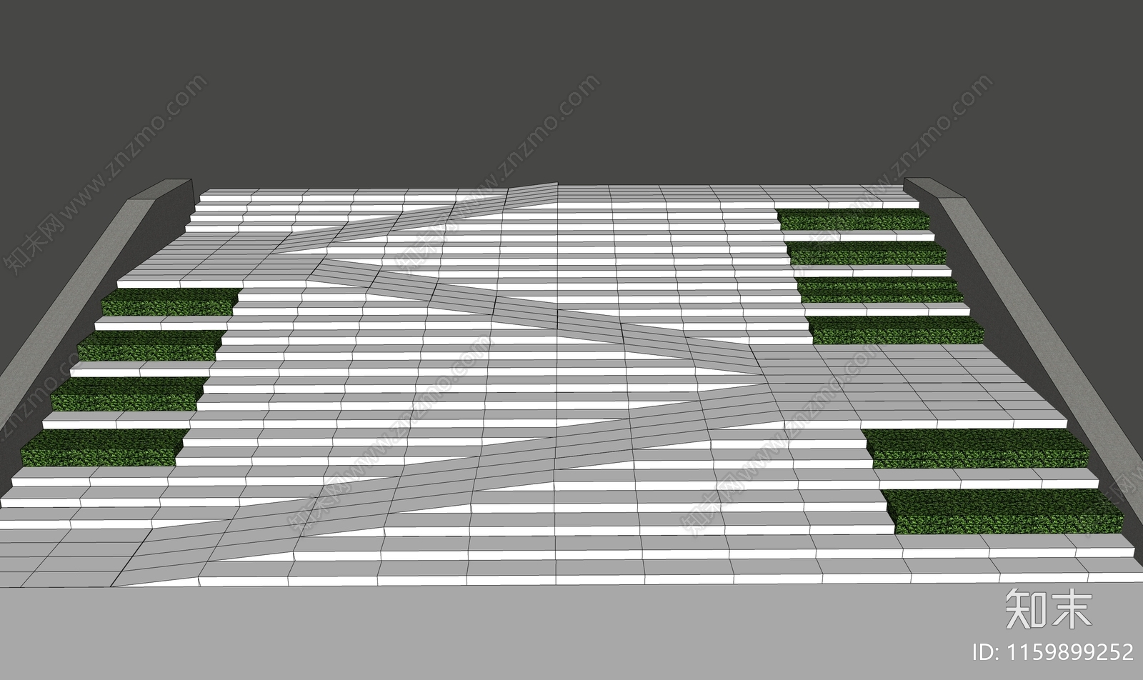 现代台阶景观SU模型下载【ID:1159899252】