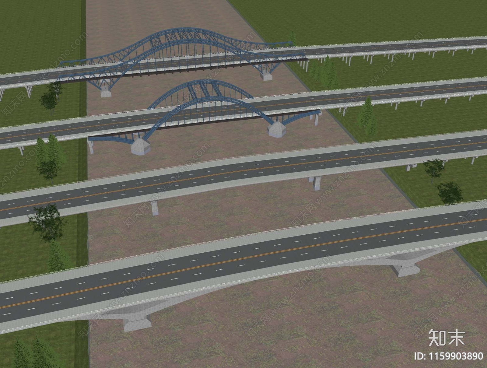 现代市政桥SU模型下载【ID:1159903890】