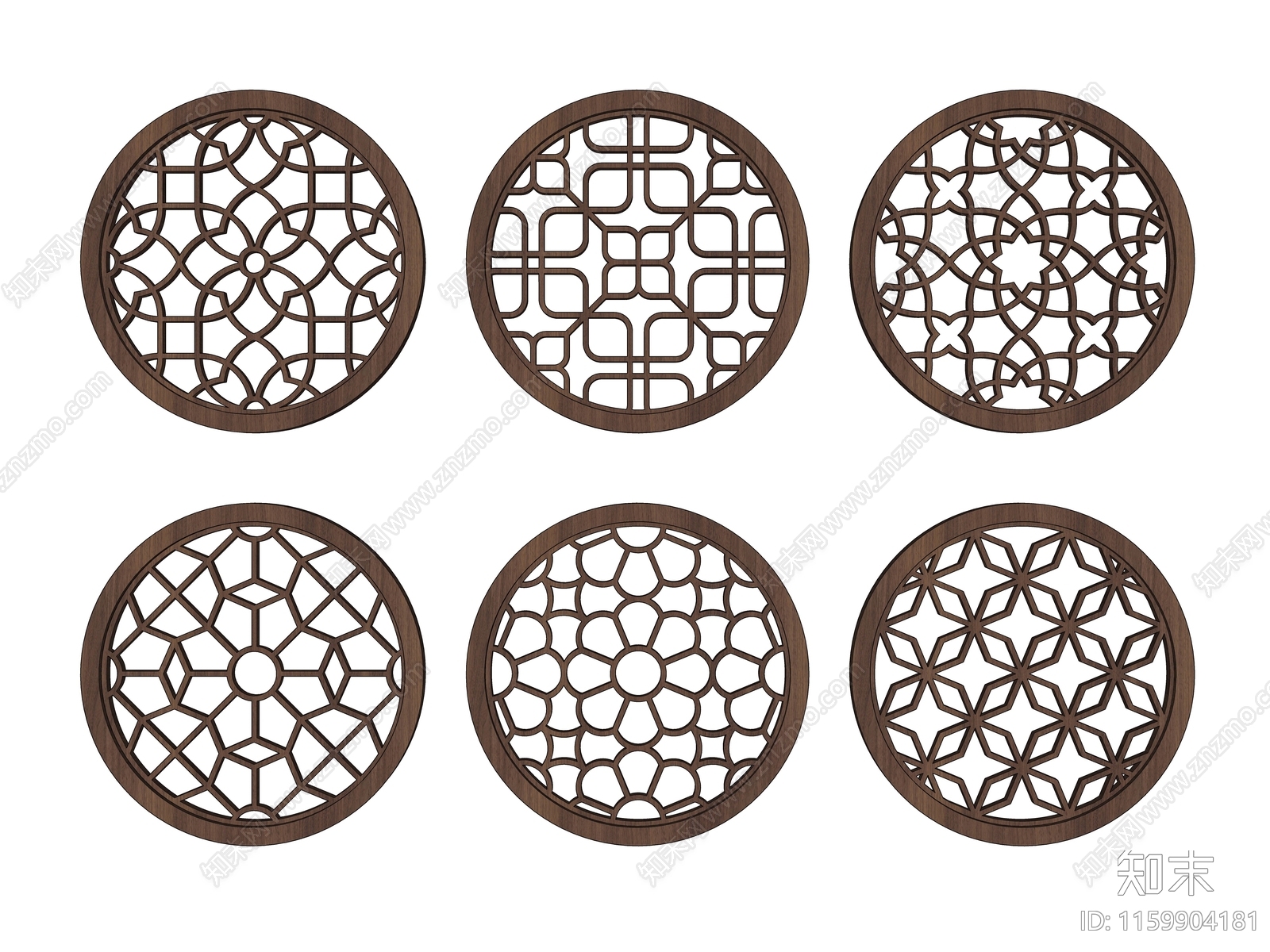 圆形中式镂空窗格花窗01SU模型下载【ID:1159904181】