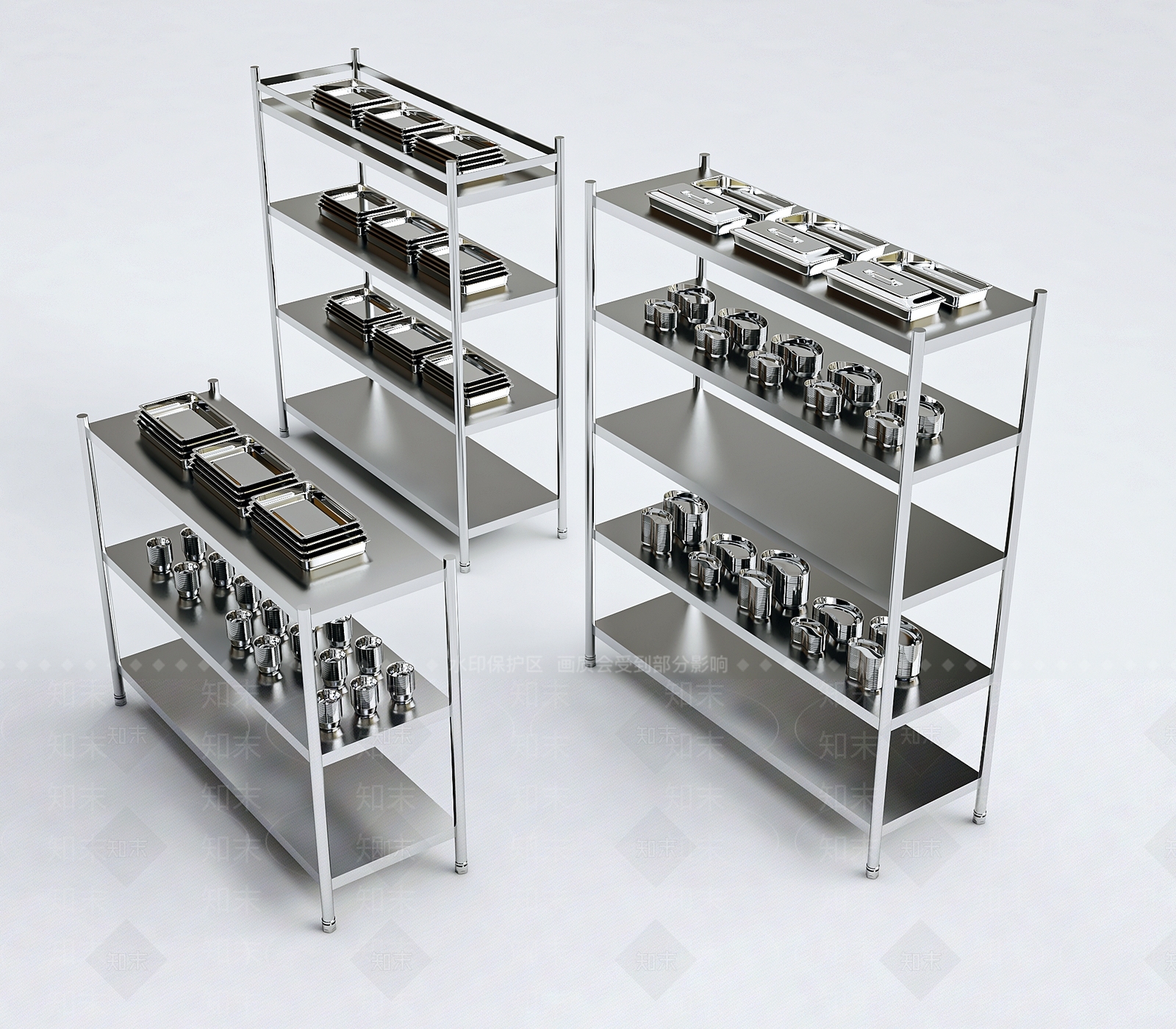 厨房不锈钢置物架3D模型下载【ID:1159905351】