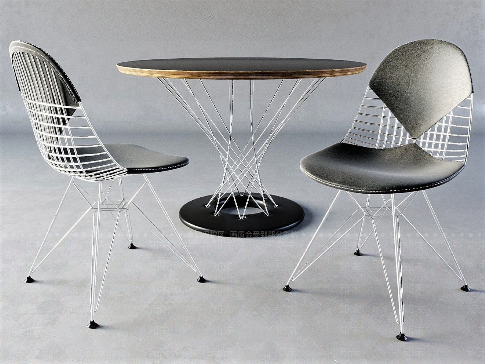 现代伊姆斯桌椅组合3D模型下载【ID:1159908162】