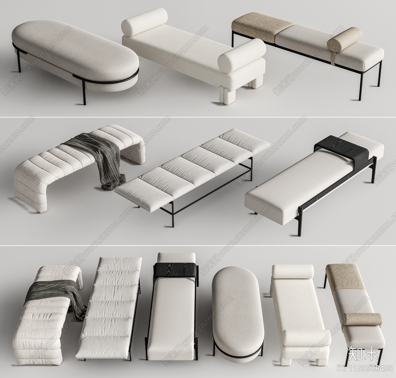 现代床尾凳3D模型下载【ID:1159908438】