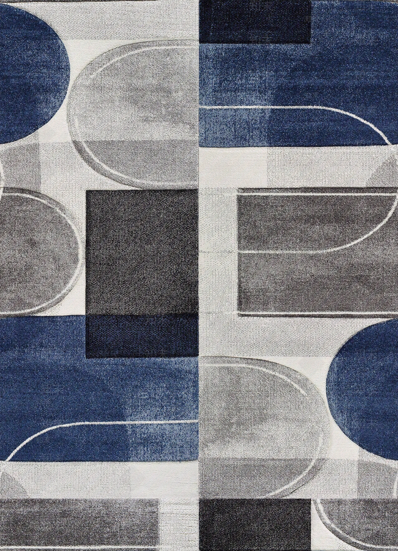 无缝几何拼色毛麻地毯贴图下载【ID:1159908597】