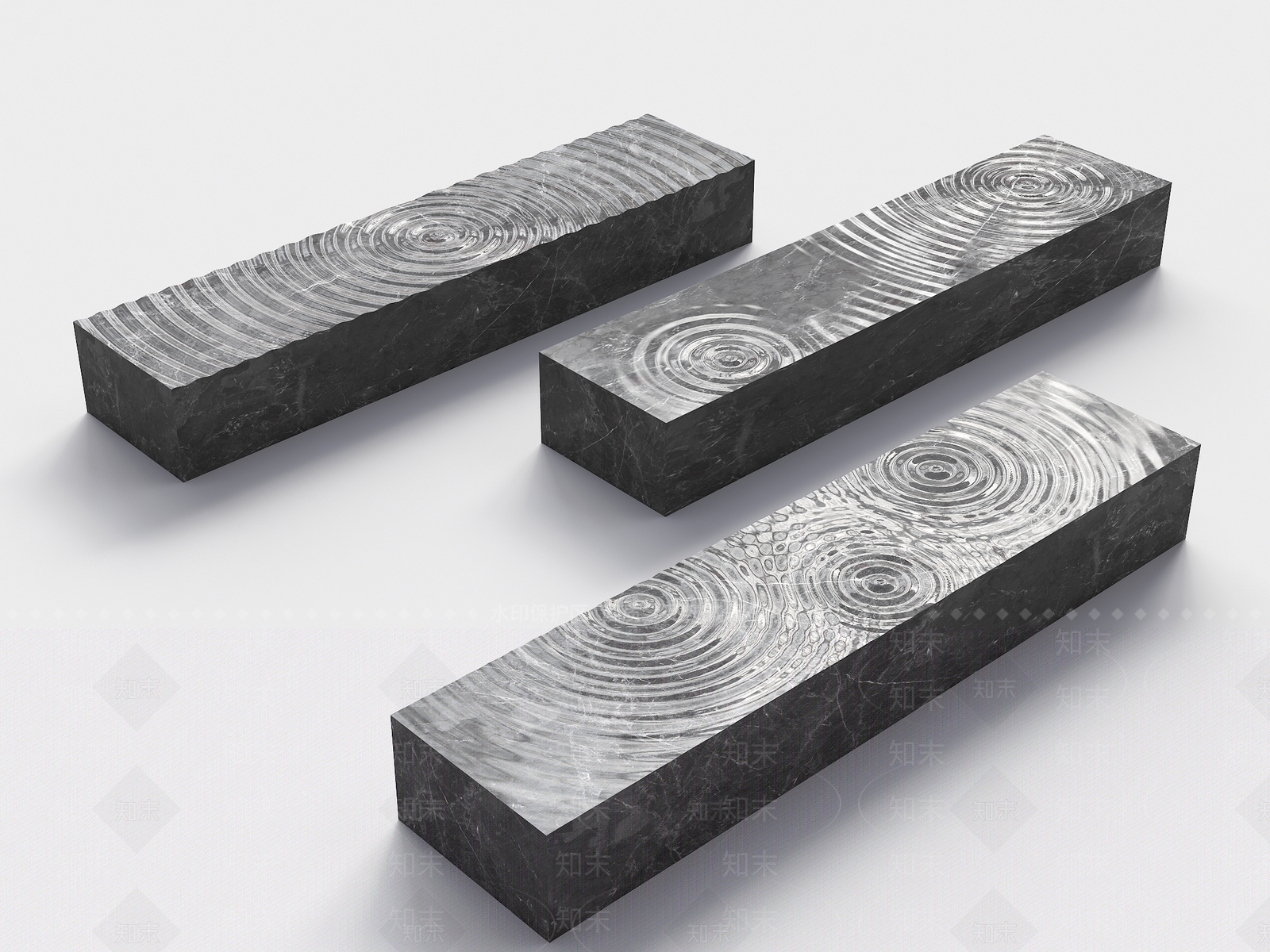 现代禅意条石凳3D模型下载【ID:1159910487】