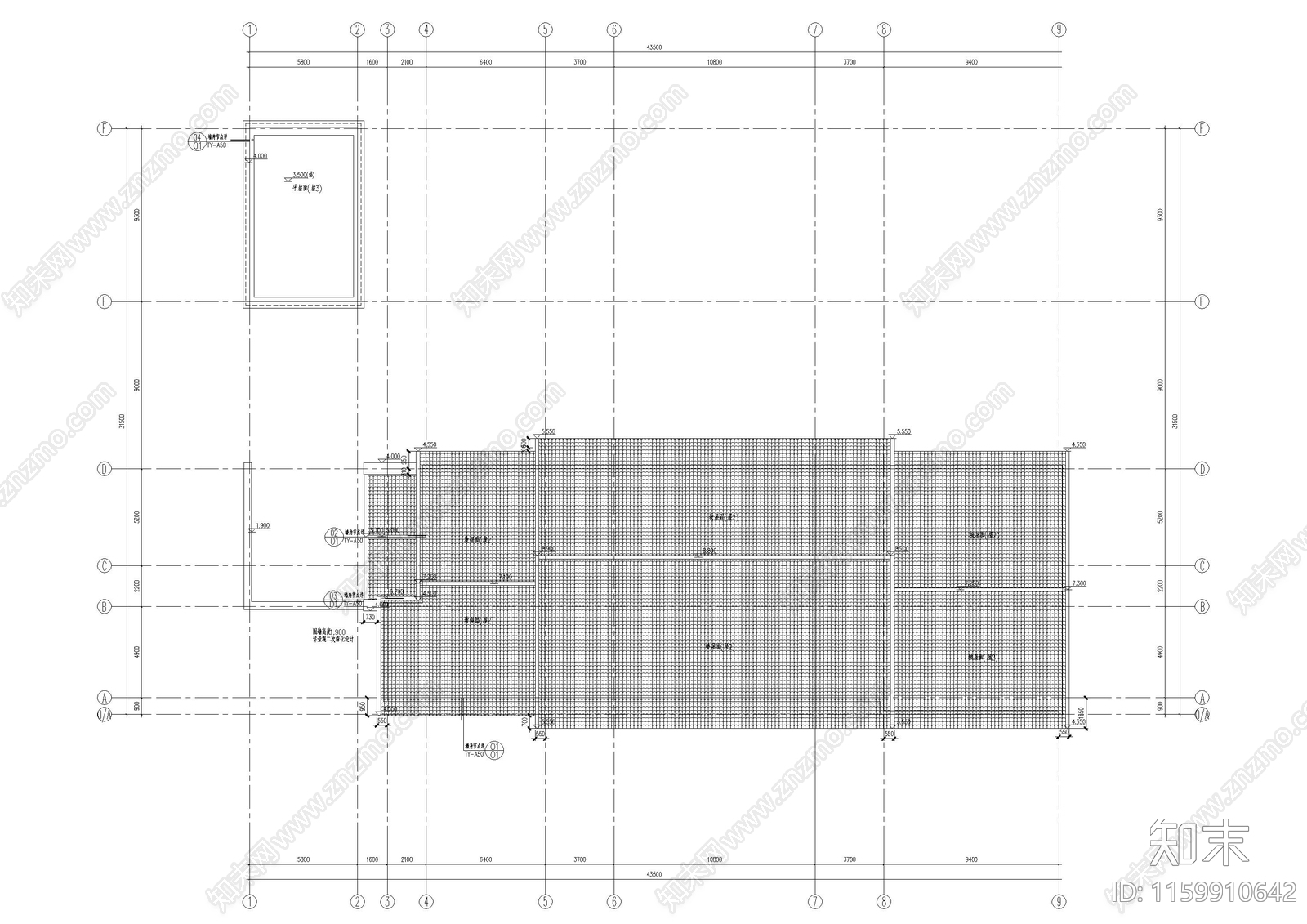 民宿酒店建筑cad施工图下载【ID:1159910642】