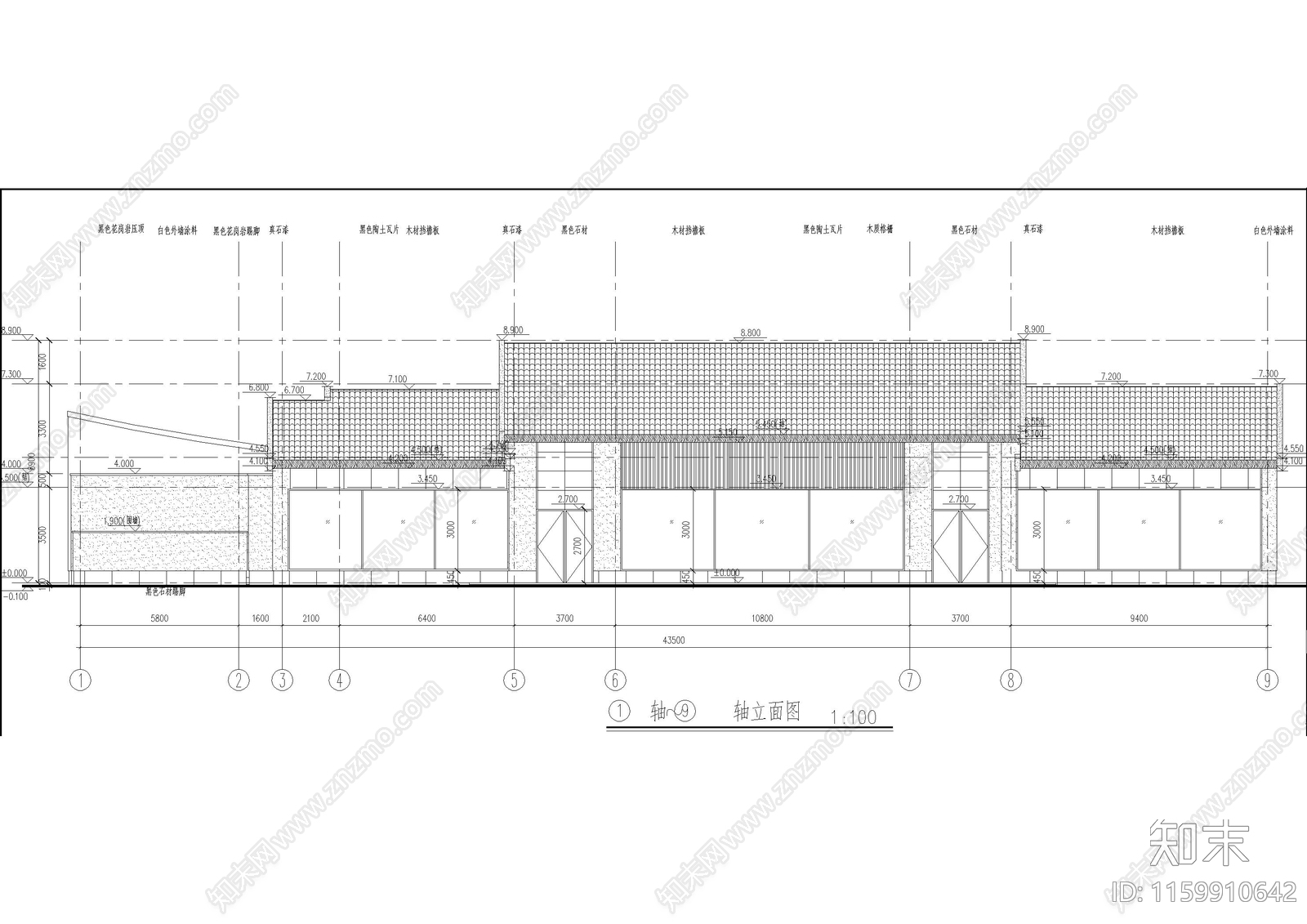 民宿酒店建筑cad施工图下载【ID:1159910642】