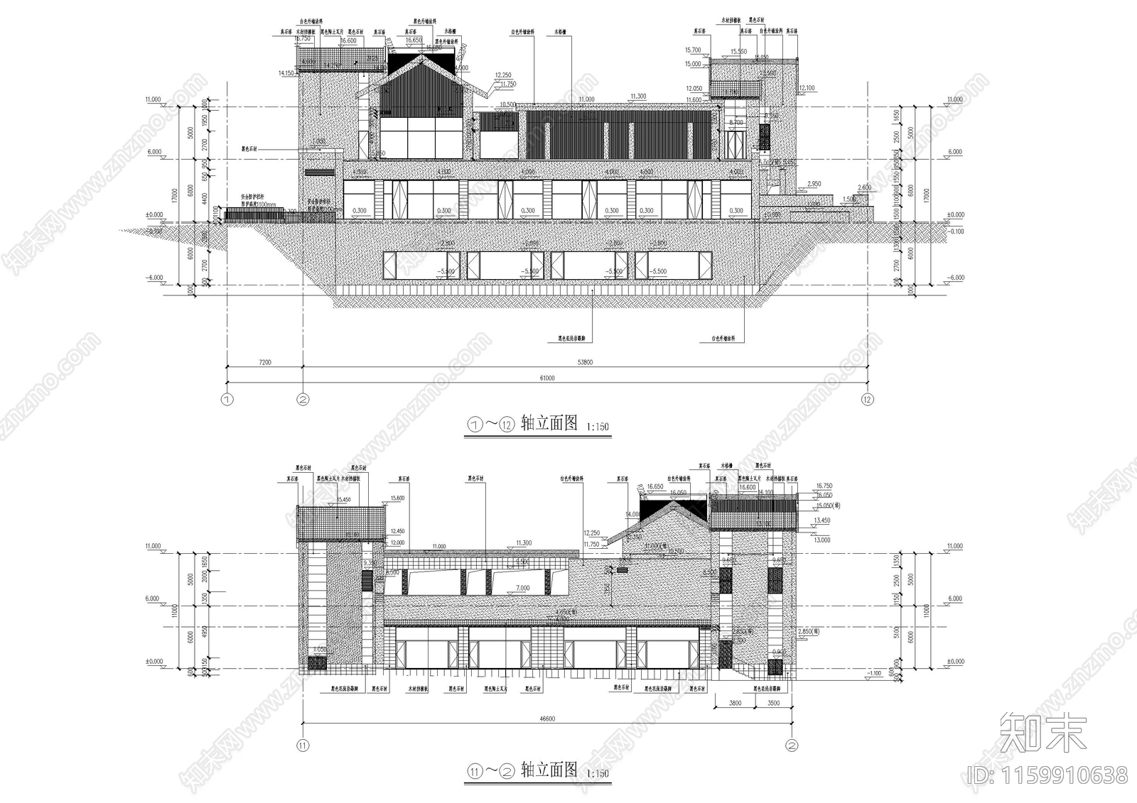 三层民宿酒店建筑施工图下载【ID:1159910638】