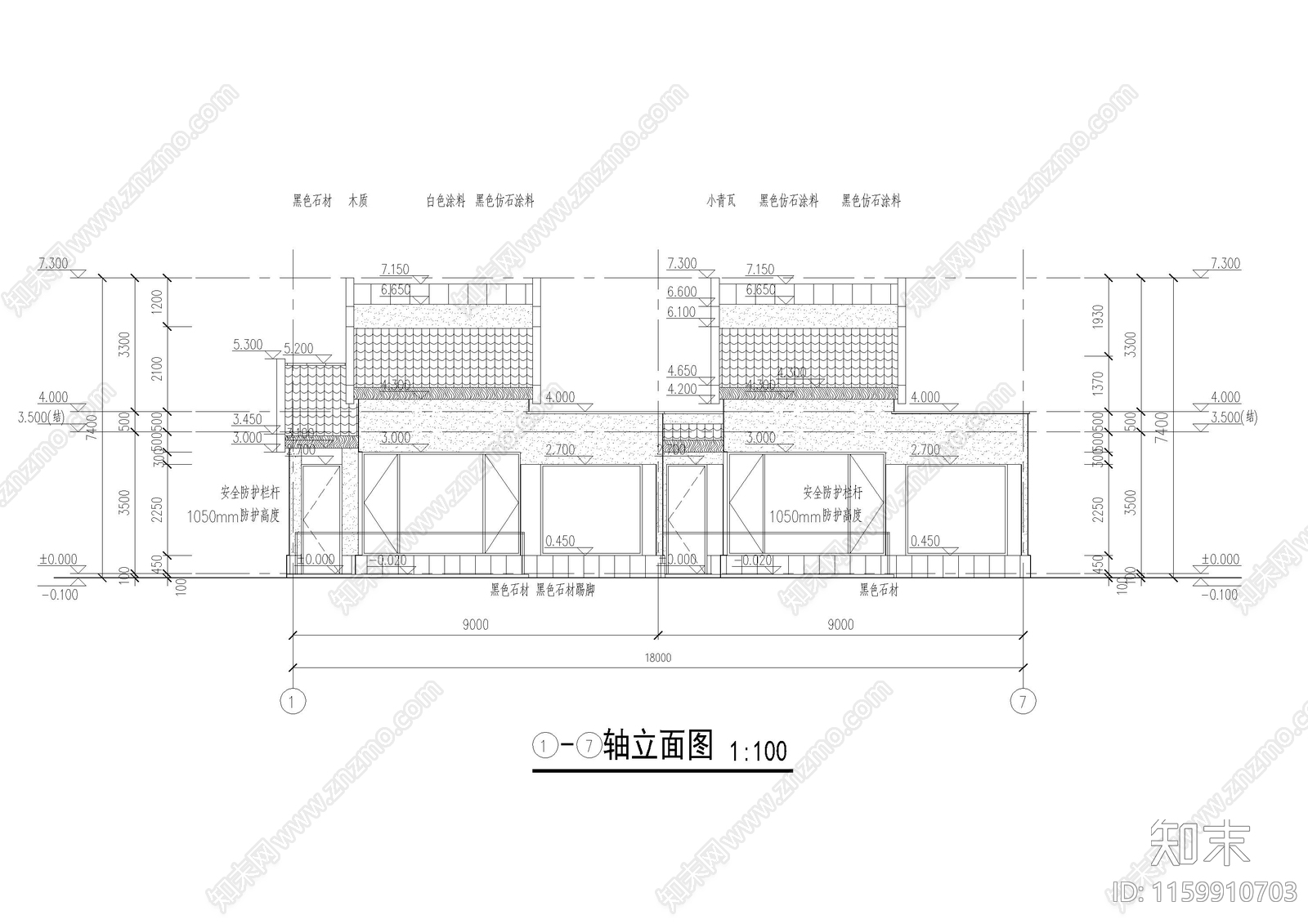 小型民宿酒店建筑cad施工图下载【ID:1159910703】