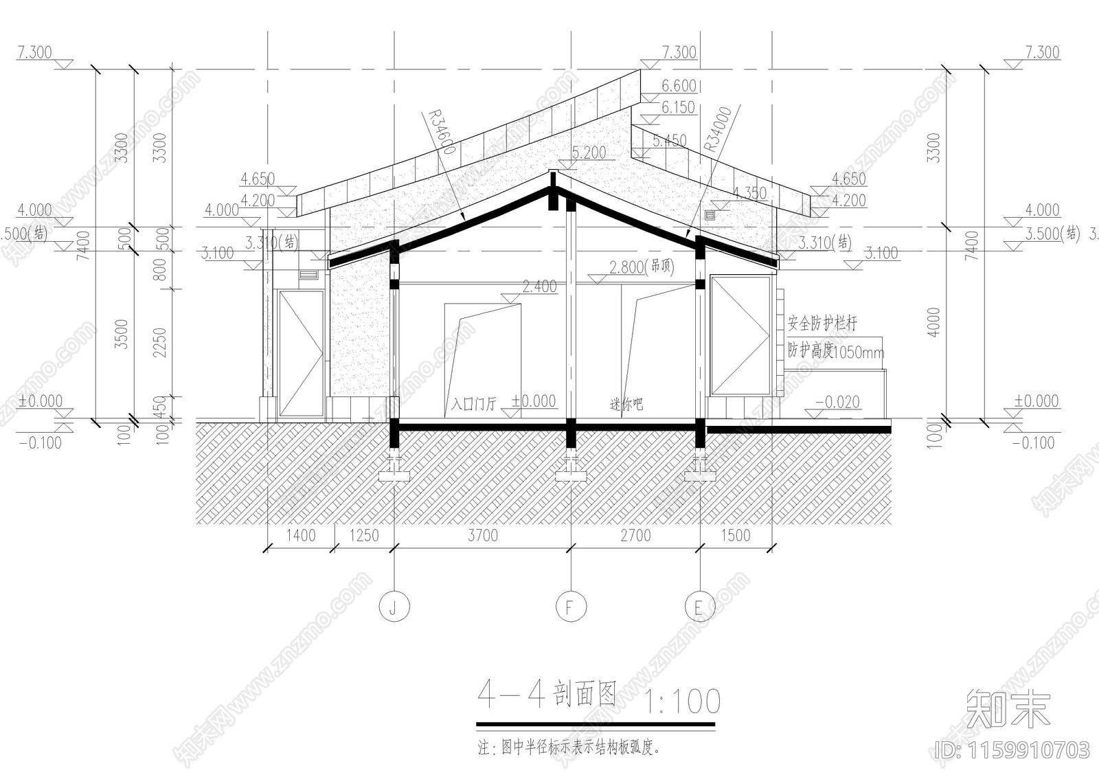 小型民宿酒店建筑cad施工图下载【ID:1159910703】