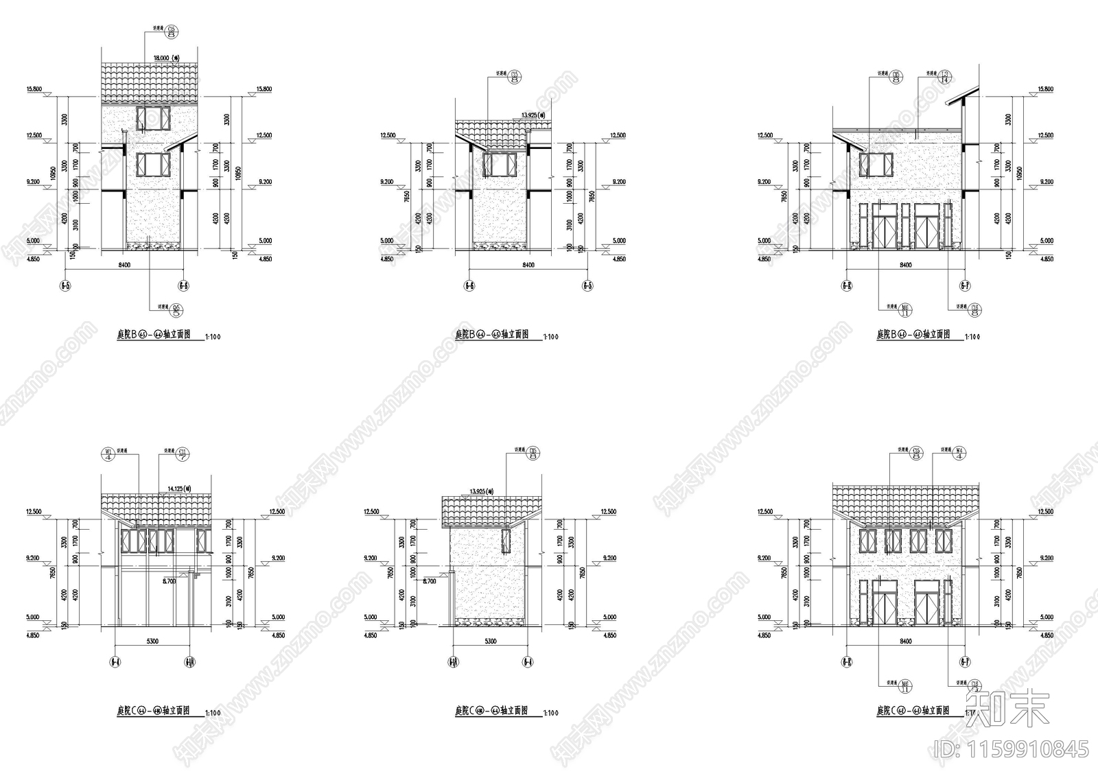 现代度假小镇建筑cad施工图下载【ID:1159910845】