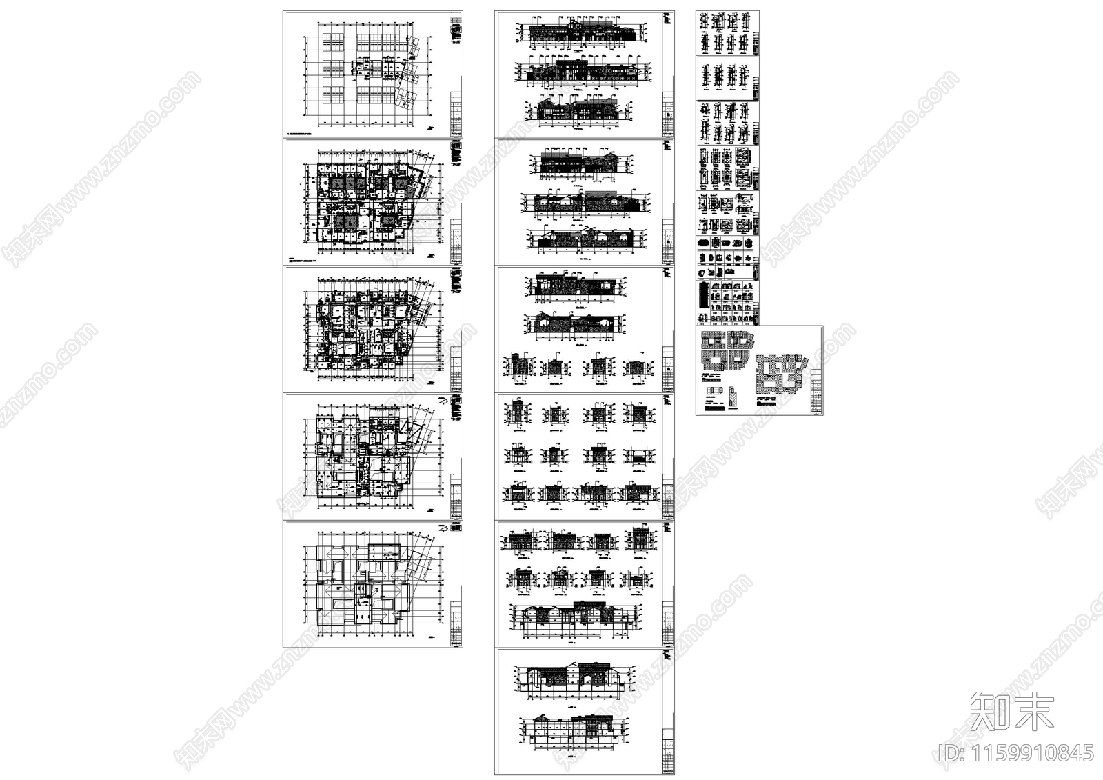 现代度假小镇建筑cad施工图下载【ID:1159910845】