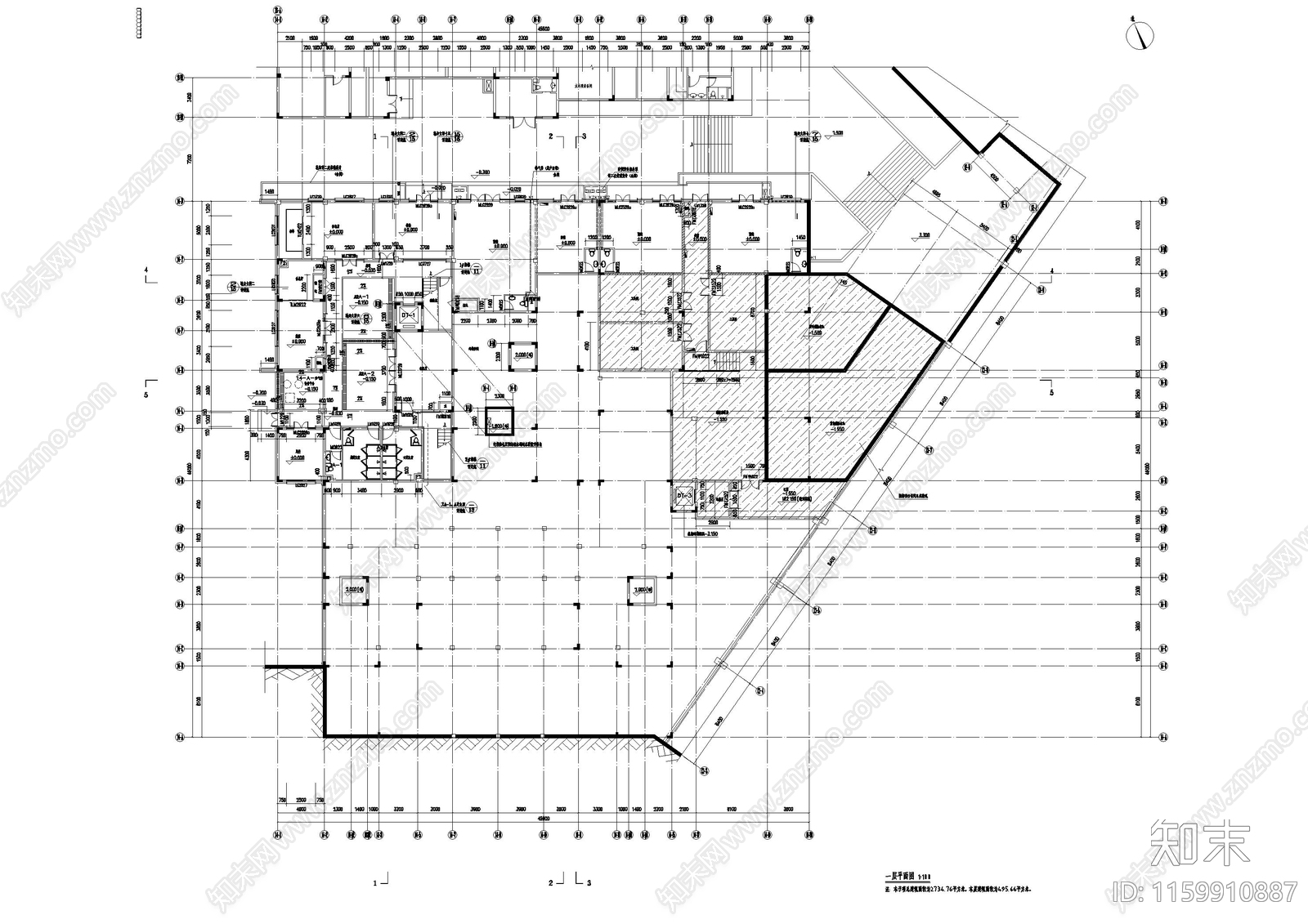 小镇独栋别墅建筑cad施工图下载【ID:1159910887】