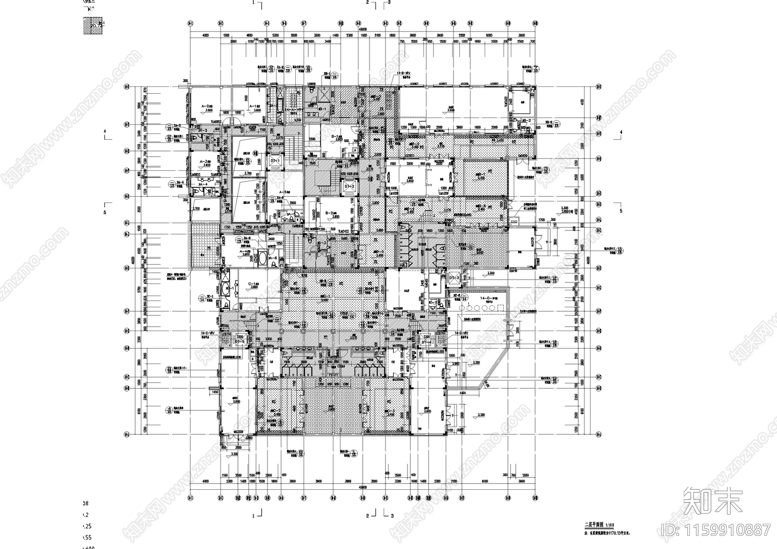 小镇独栋别墅建筑cad施工图下载【ID:1159910887】