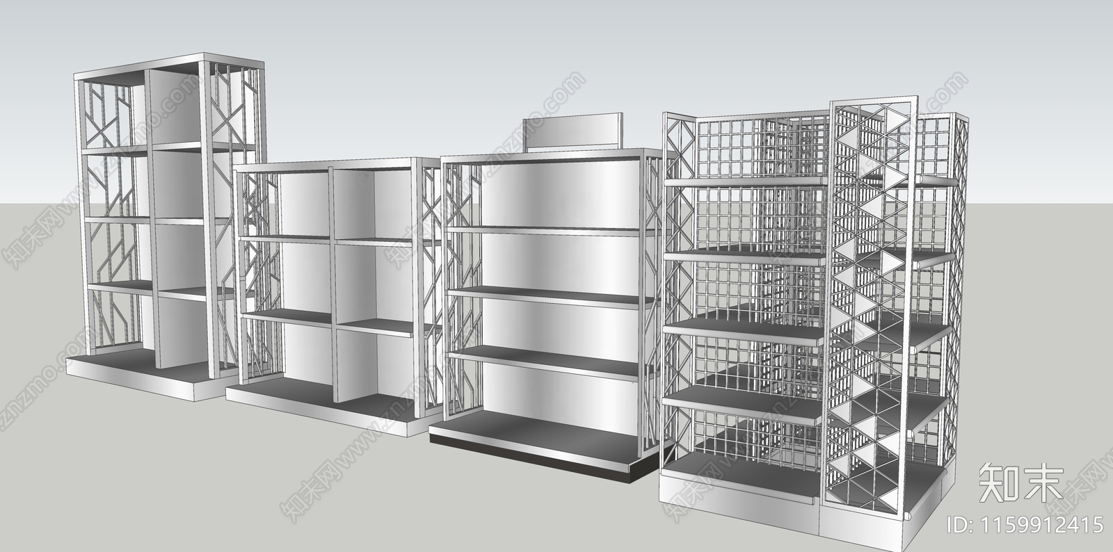 现代货架SU模型下载【ID:1159912415】