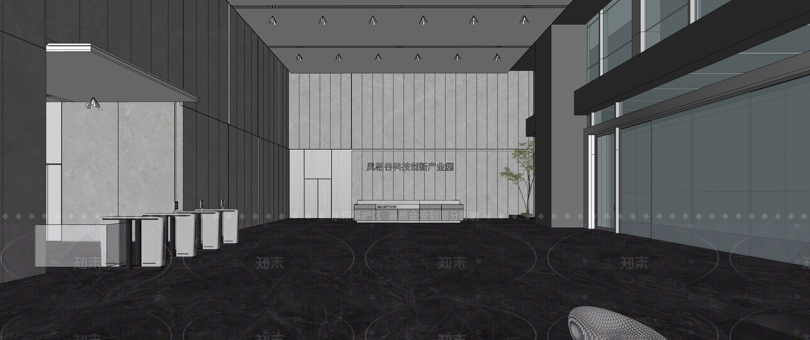 现代办公大堂SU模型下载【ID:1215991243】