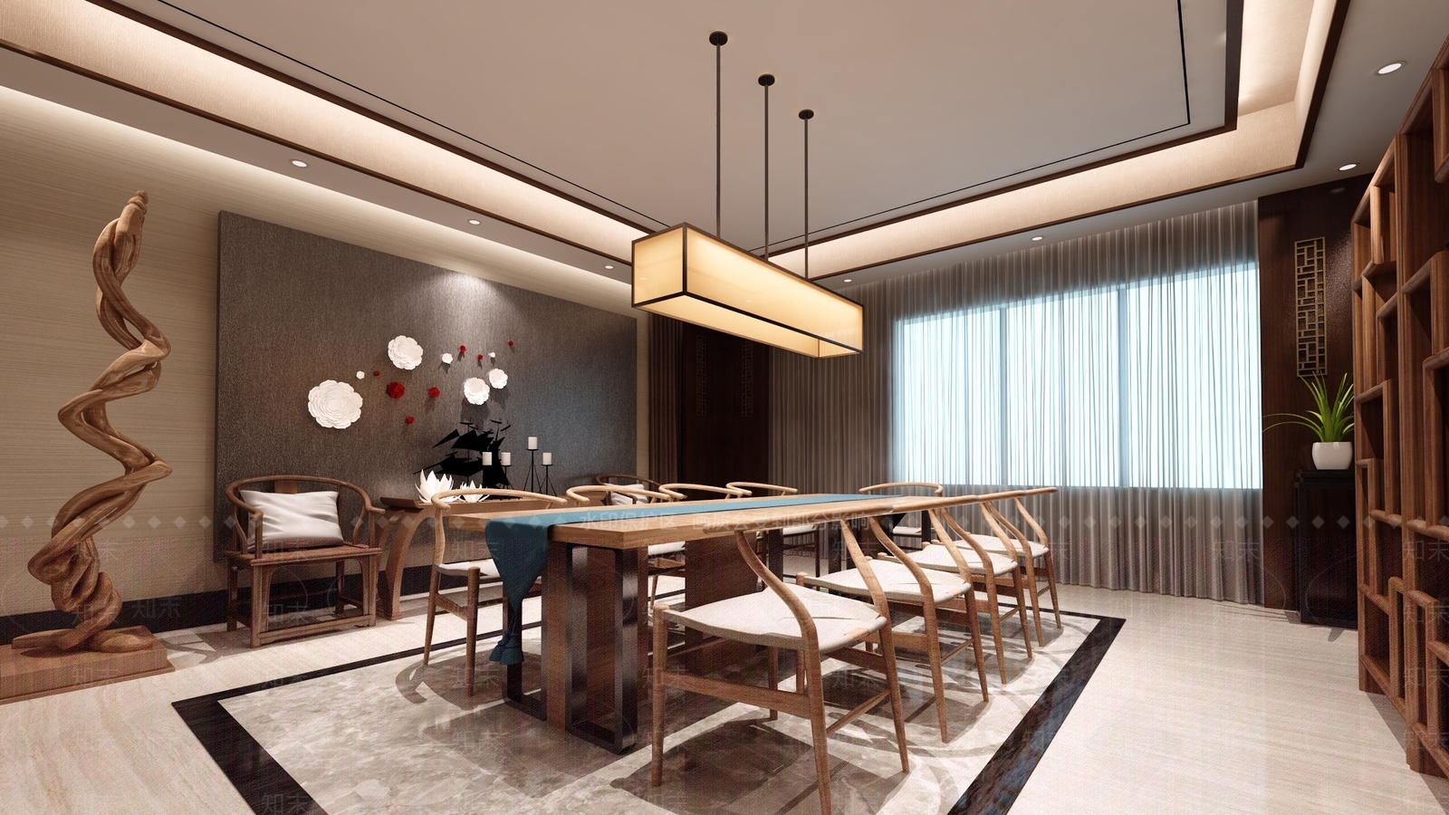 中式会议室3D模型下载【ID:1159923081】