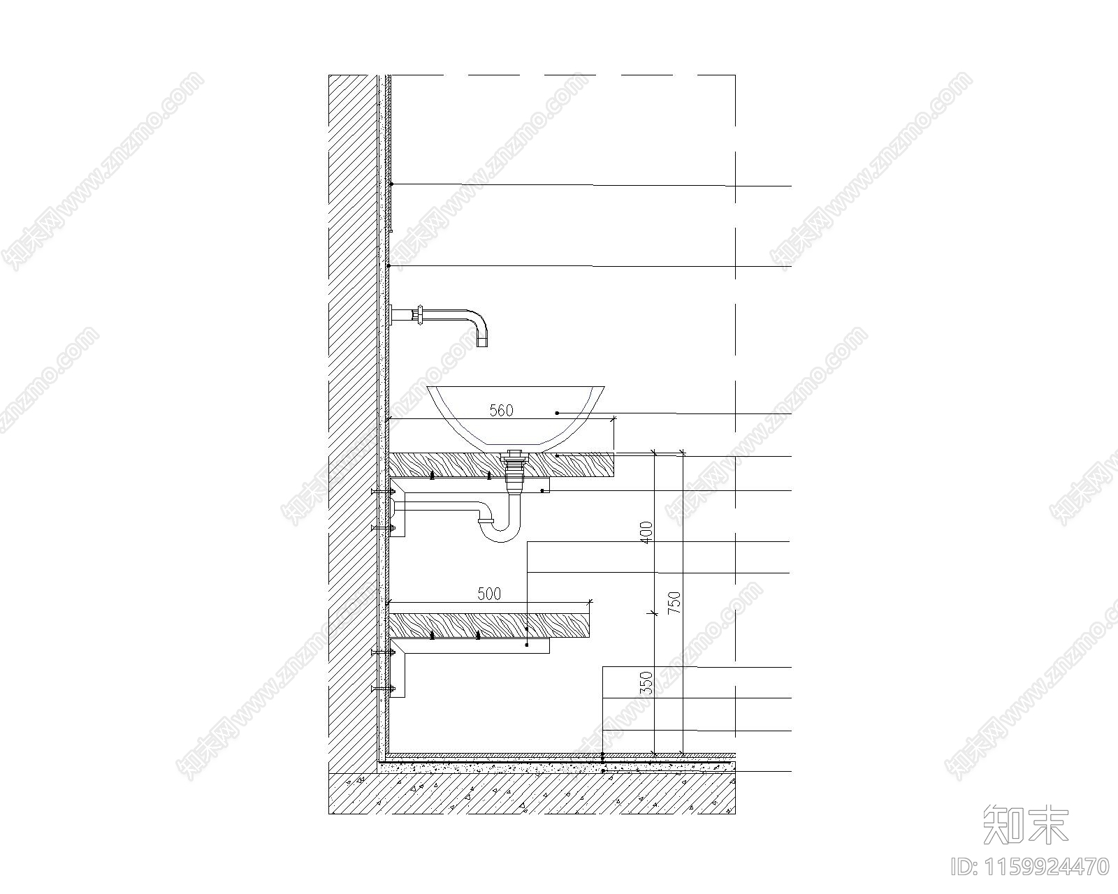 洗手台通用大样图下载cad施工图下载【ID:1159924470】