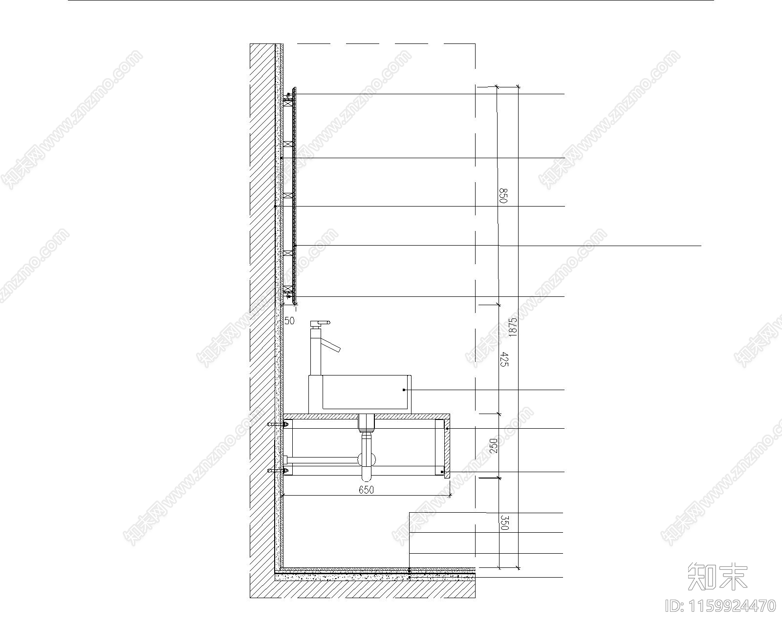 洗手台通用大样图下载cad施工图下载【ID:1159924470】