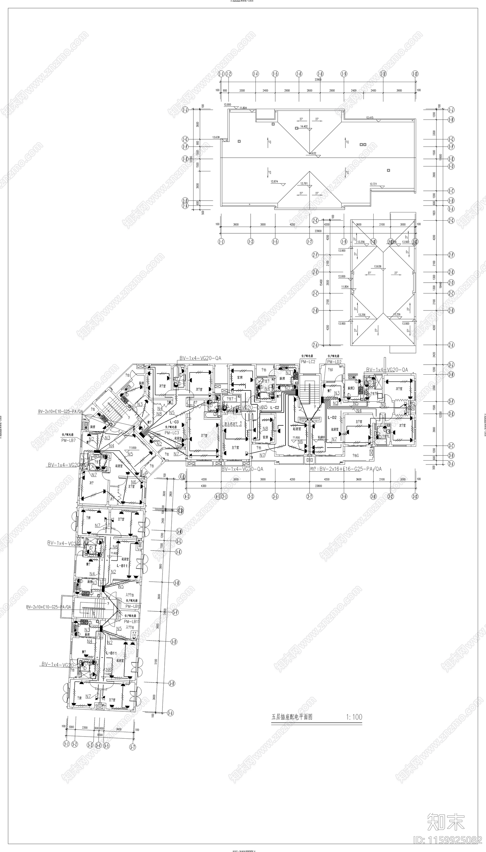 某住宅楼全套电气图纸cad施工图下载【ID:1159925082】