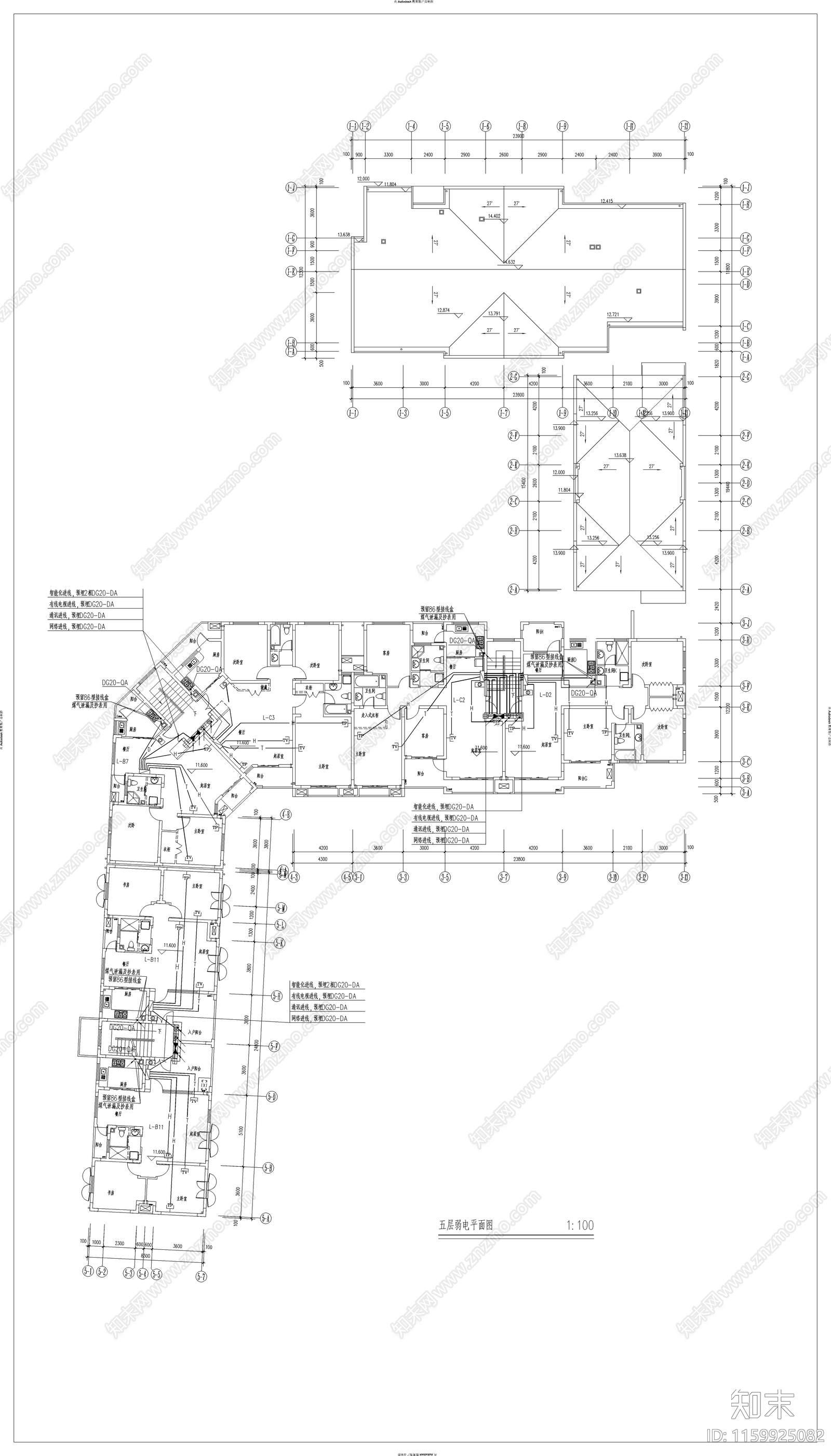 某住宅楼全套电气图纸cad施工图下载【ID:1159925082】