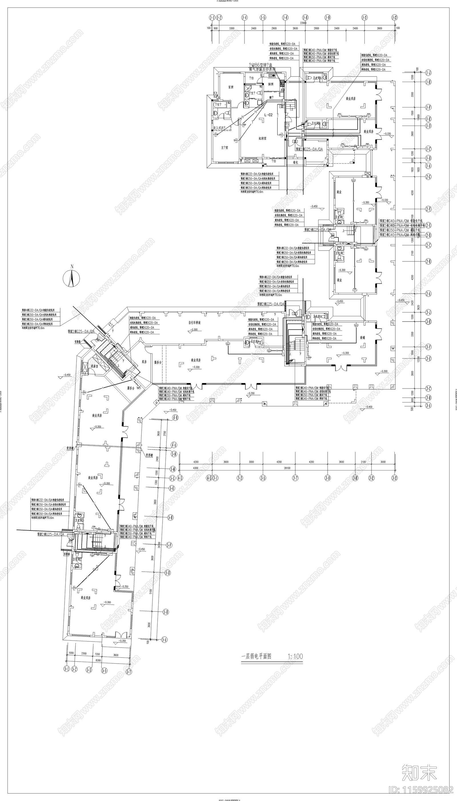 某住宅楼全套电气图纸cad施工图下载【ID:1159925082】