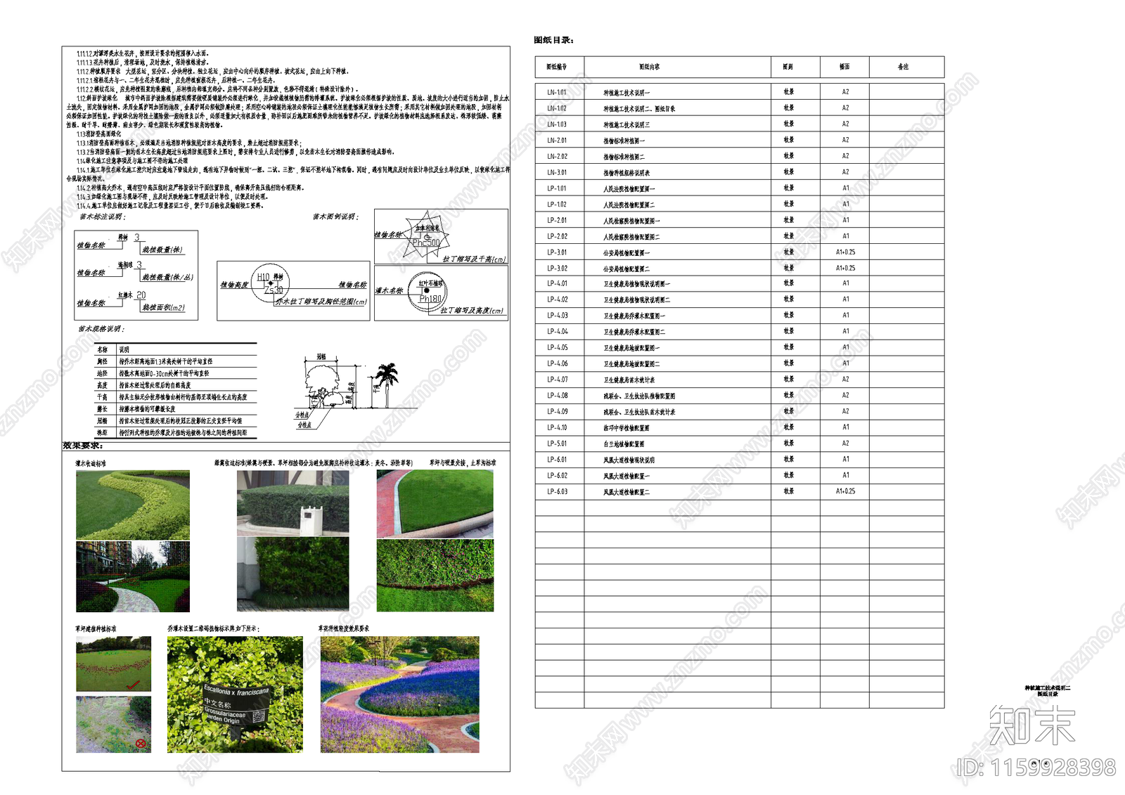 绿化种植设计说明cad施工图下载【ID:1159928398】