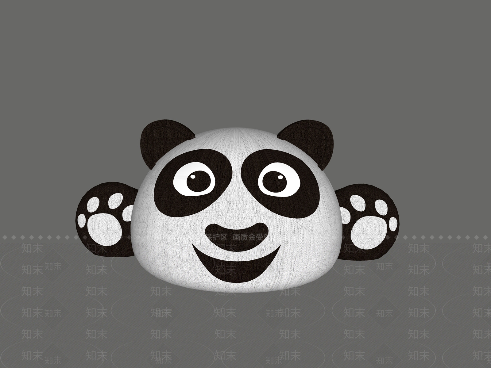 现代趴卧熊猫雕塑小品SU模型下载【ID:1159931535】