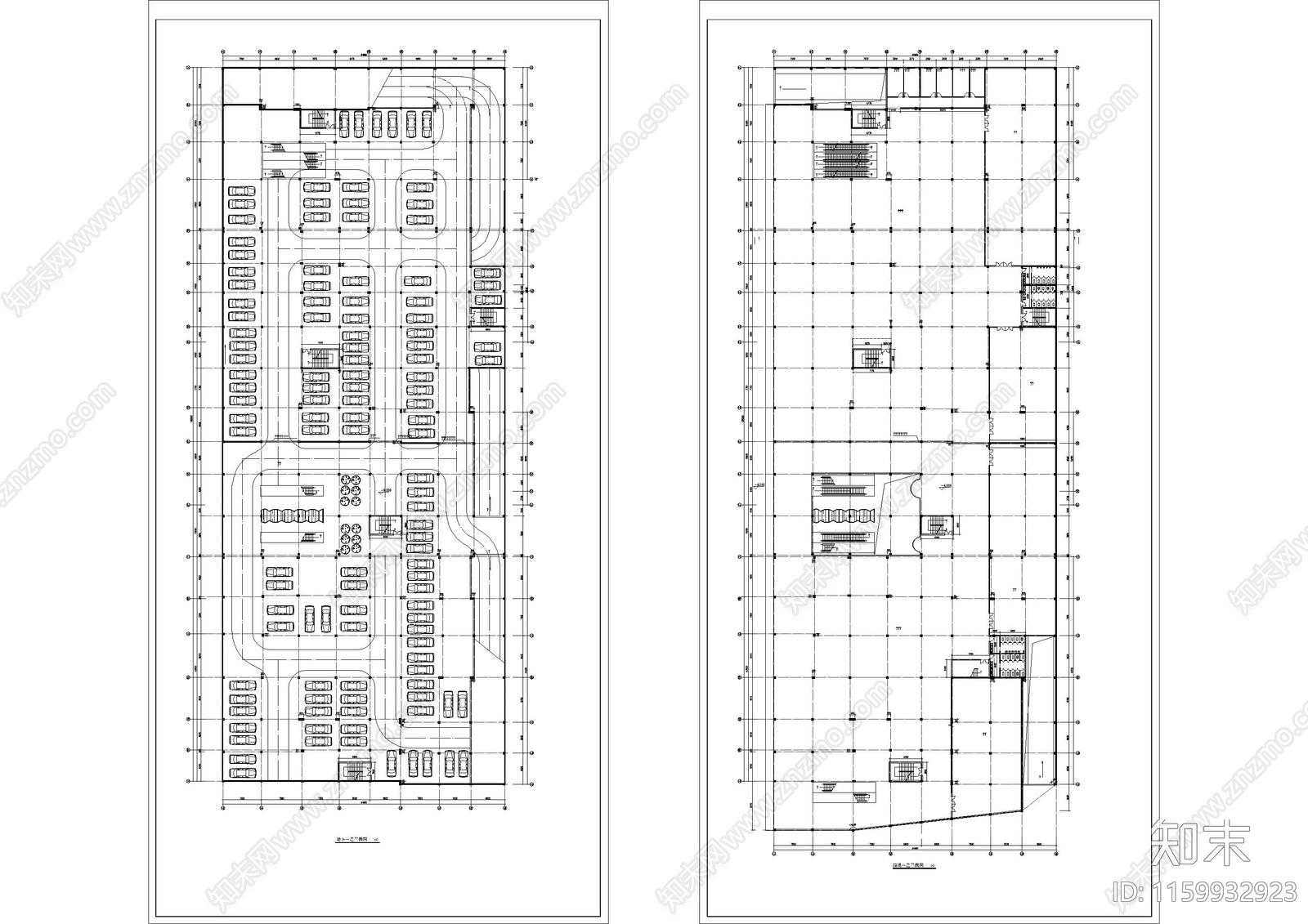 商场地下停车场平面图施工图下载【ID:1159932923】