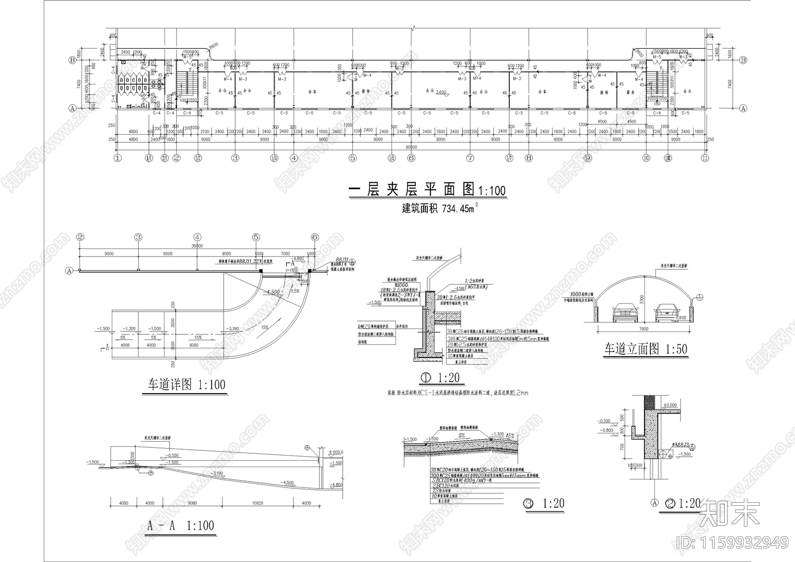 现代汽车展厅建筑施工图下载【ID:1159932949】