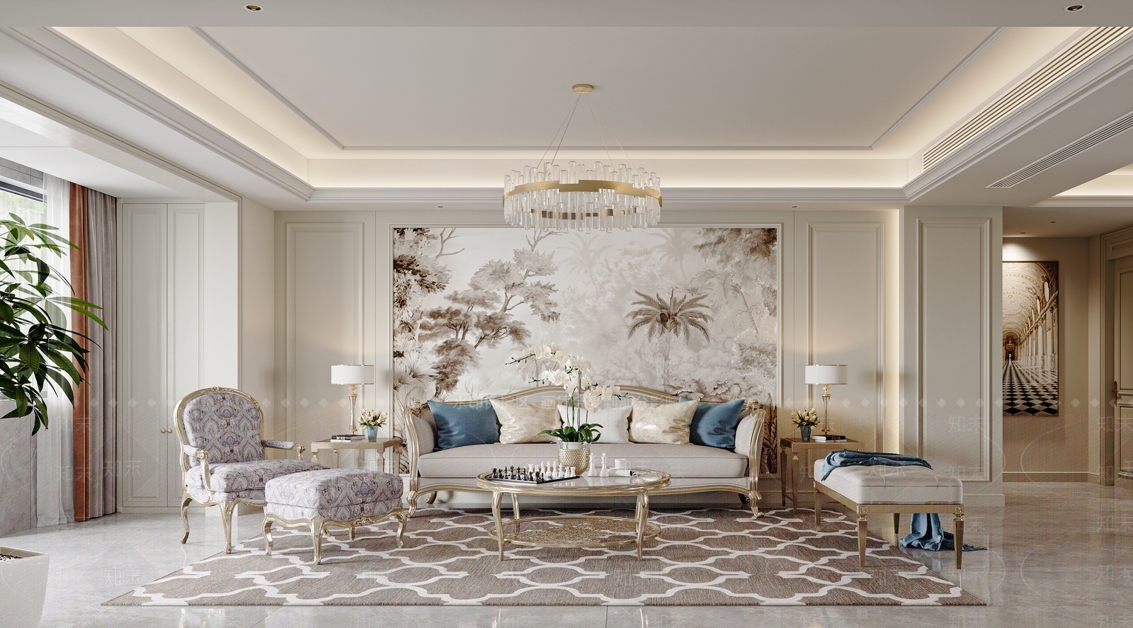 美式轻奢客餐厅3D模型下载【ID:1159934224】