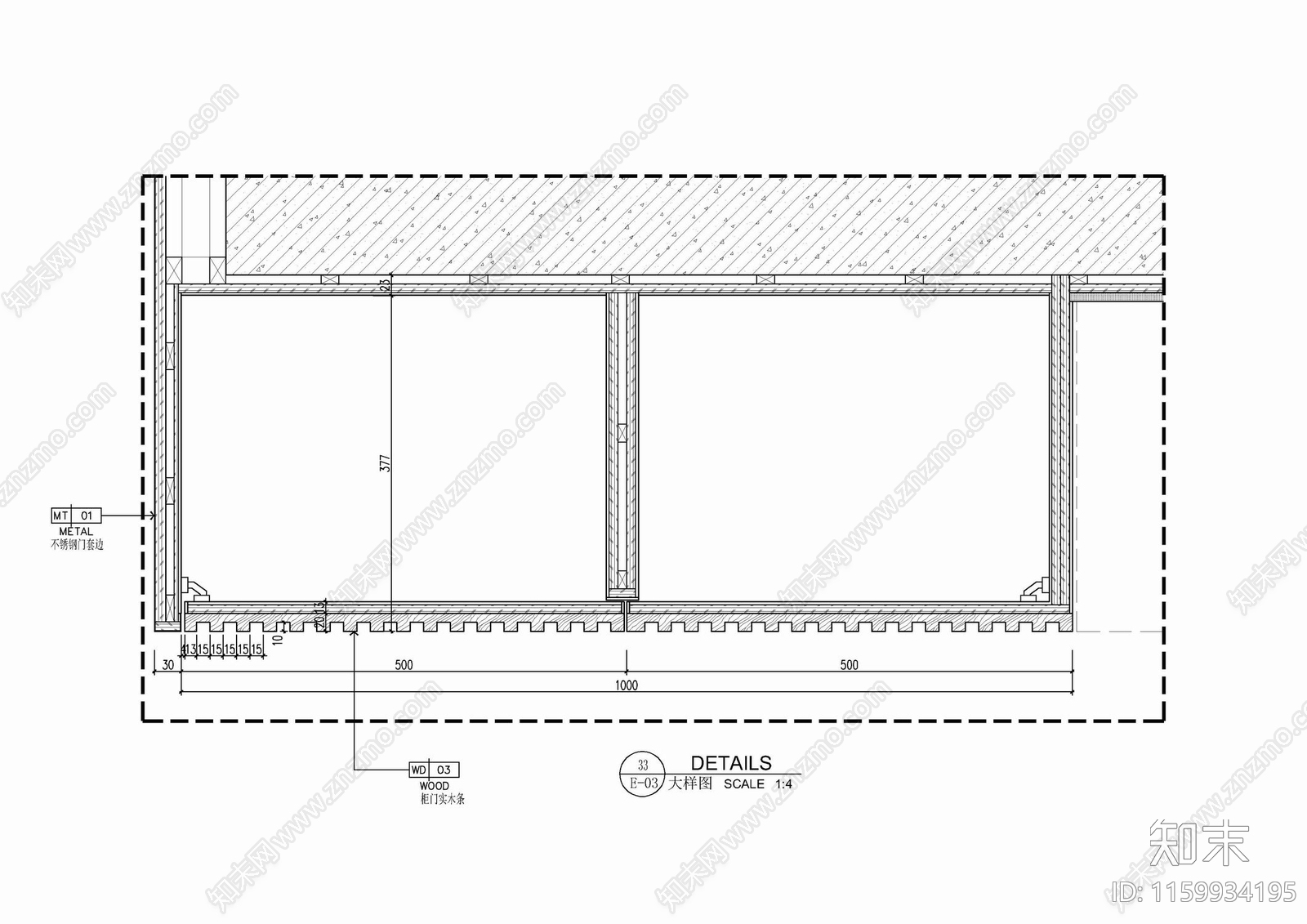 实木条柜门装饰储藏柜施工详图cad施工图下载【ID:1159934195】