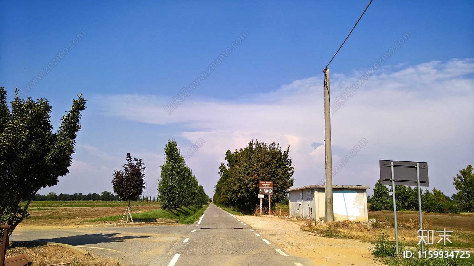 蓝色天空的公路道路景观风景贴图下载【ID:1159934725】