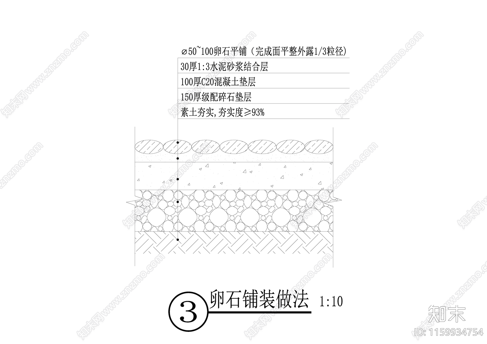 卵石铺装做法施工图下载【ID:1159934754】