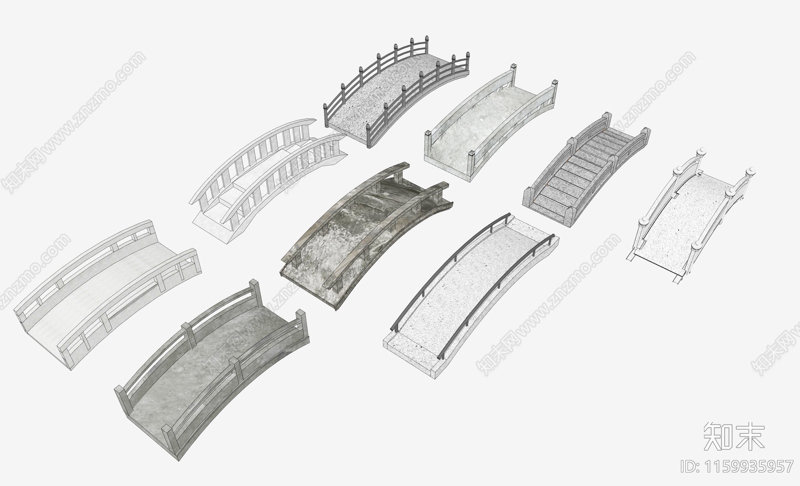 中式石桥SU模型下载【ID:1159935957】