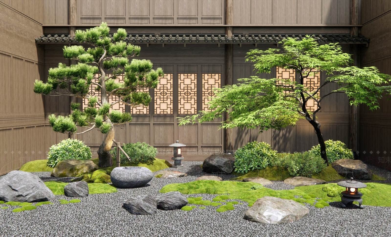 新中式庭院景观3D模型下载【ID:1159936240】_知末3d模型网